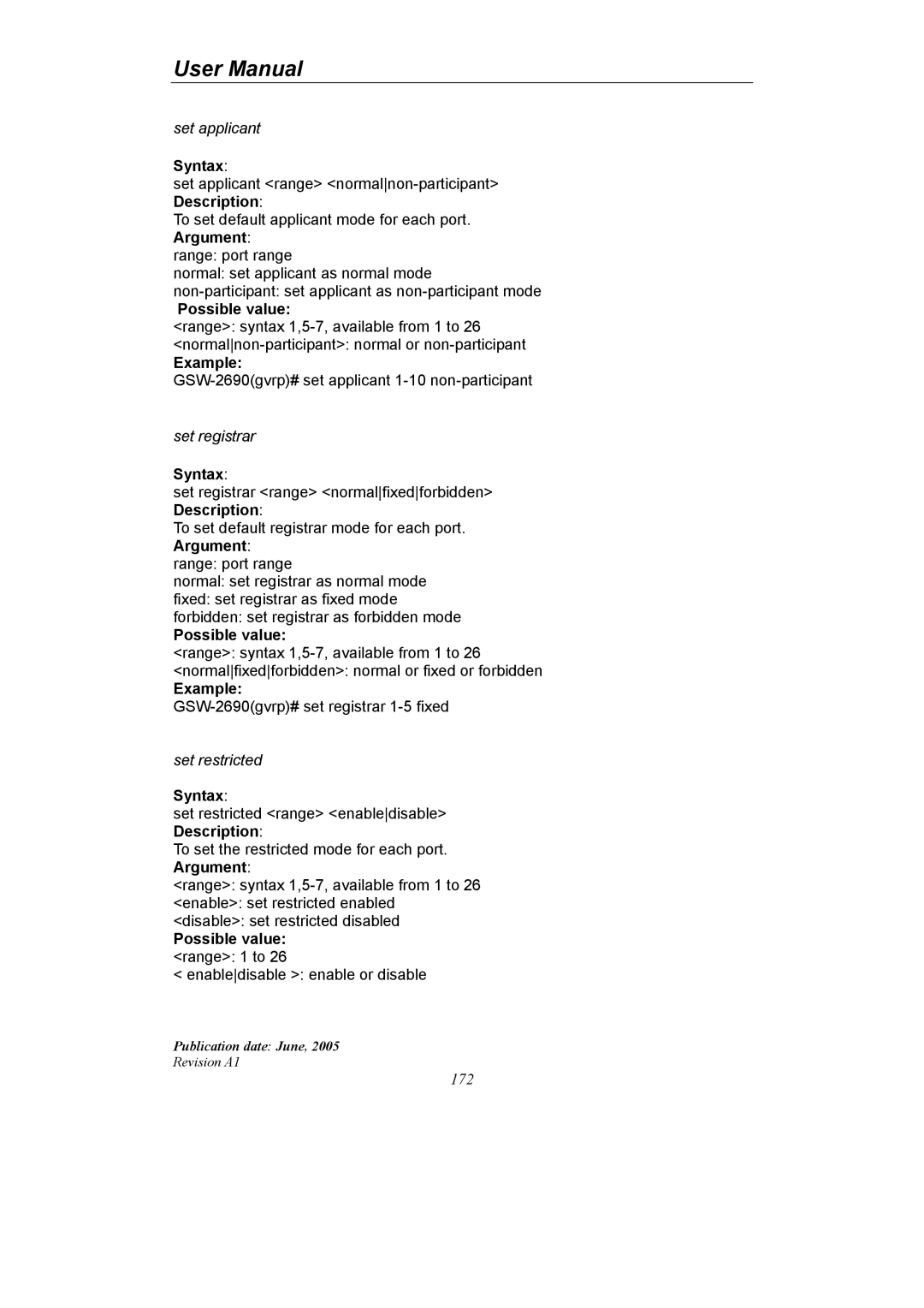 LevelOne GSW-2690 user manual Set applicant 