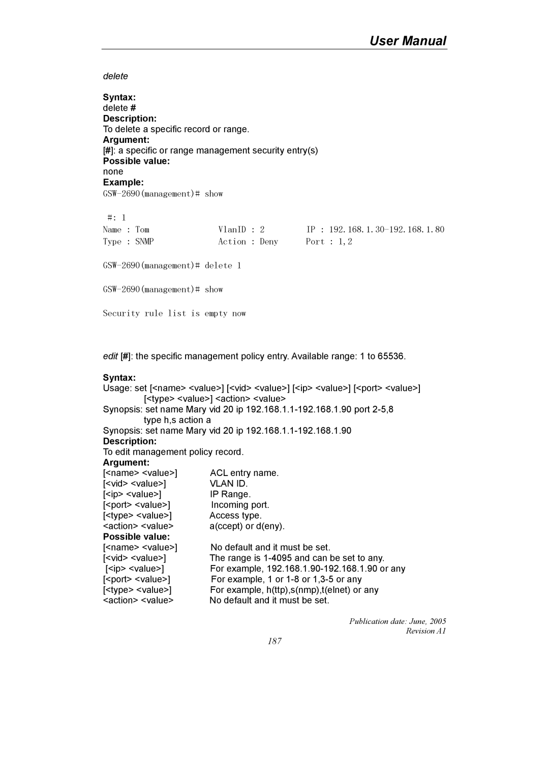 LevelOne GSW-2690 user manual 187 