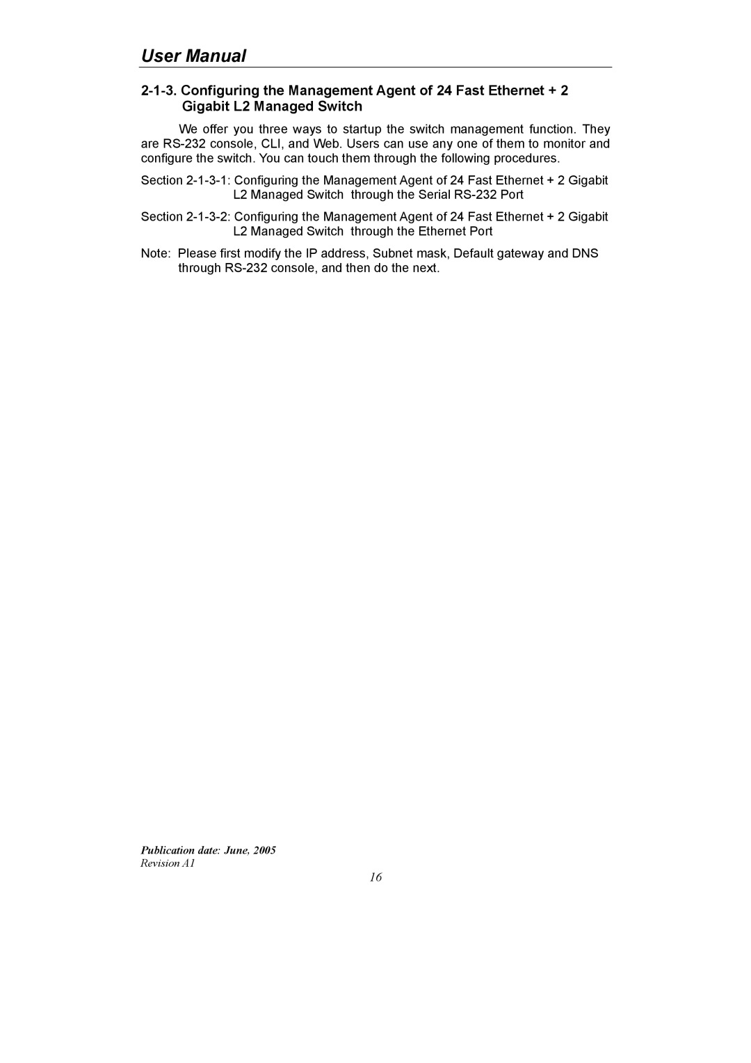 LevelOne GSW-2690 user manual Publication date June 