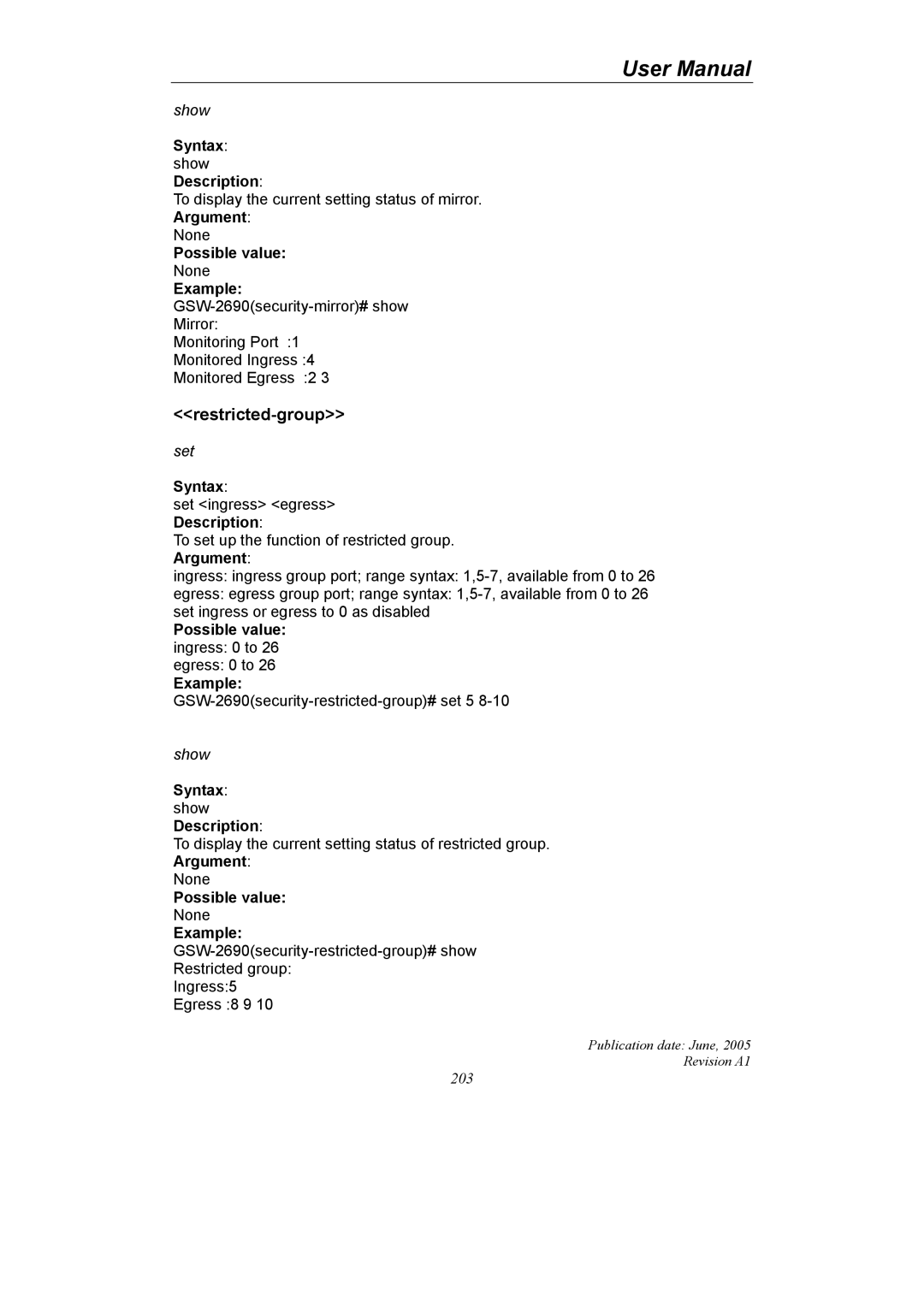 LevelOne GSW-2690 user manual Restricted-group 