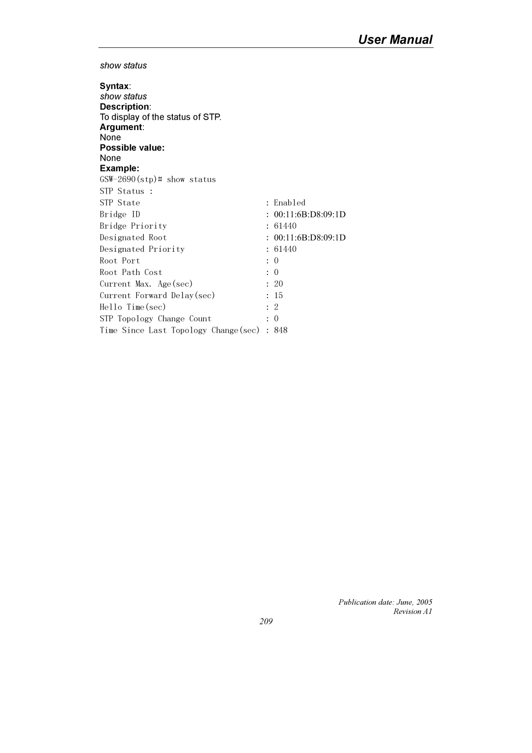 LevelOne GSW-2690 user manual 209 