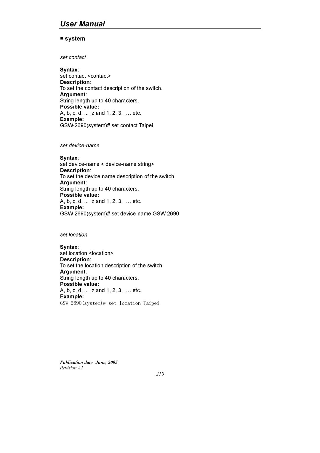 LevelOne GSW-2690 user manual System 