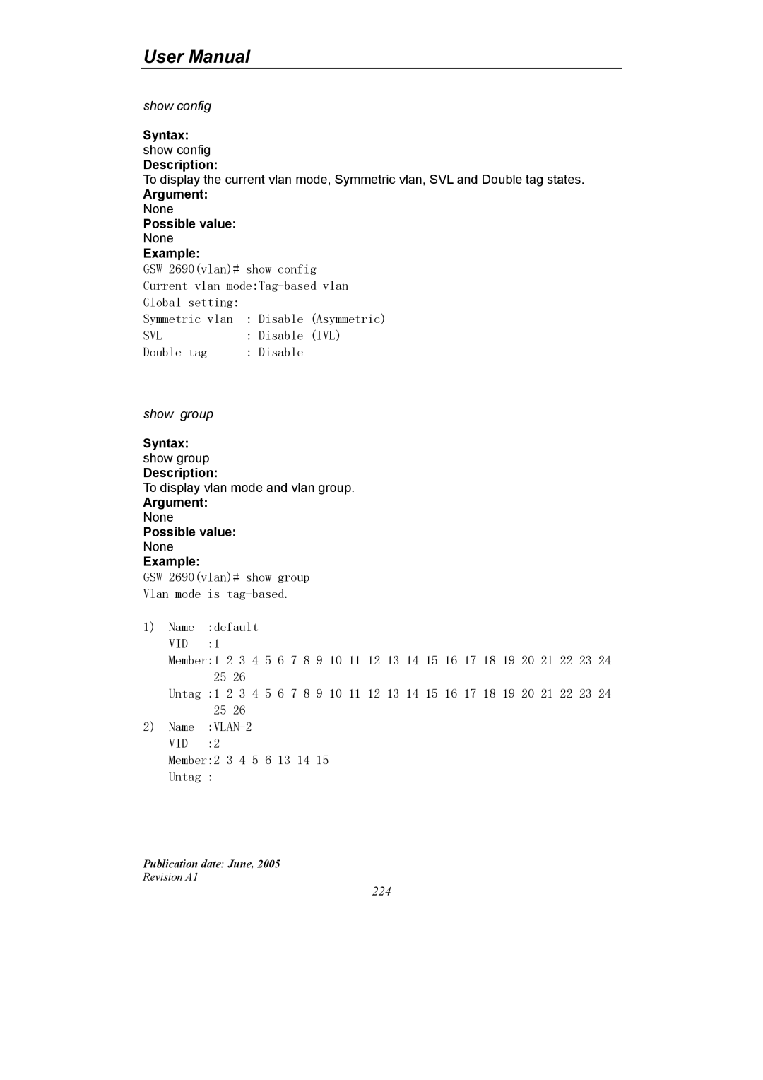 LevelOne GSW-2690 user manual 224 