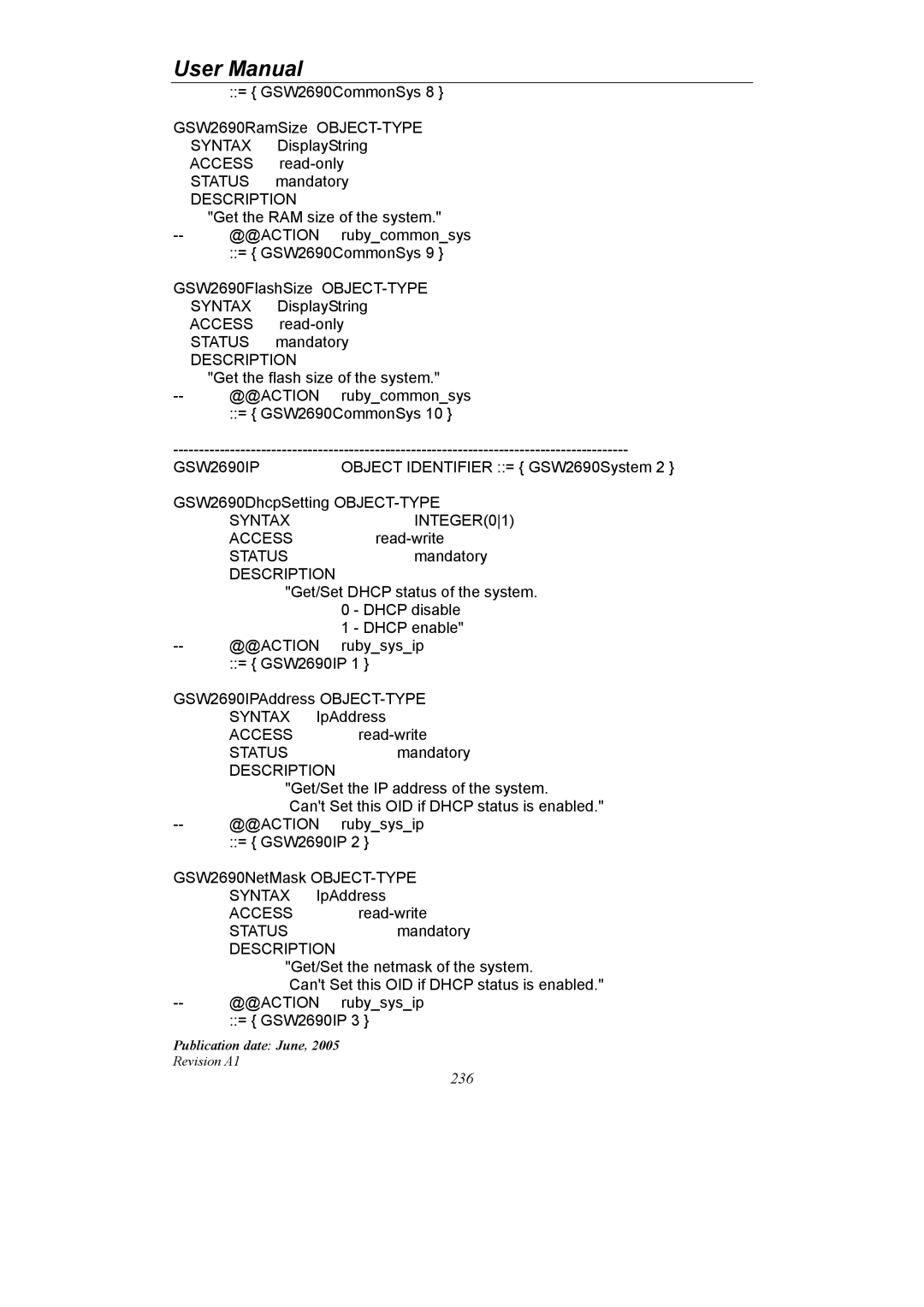 LevelOne GSW-2690 user manual Syntax 