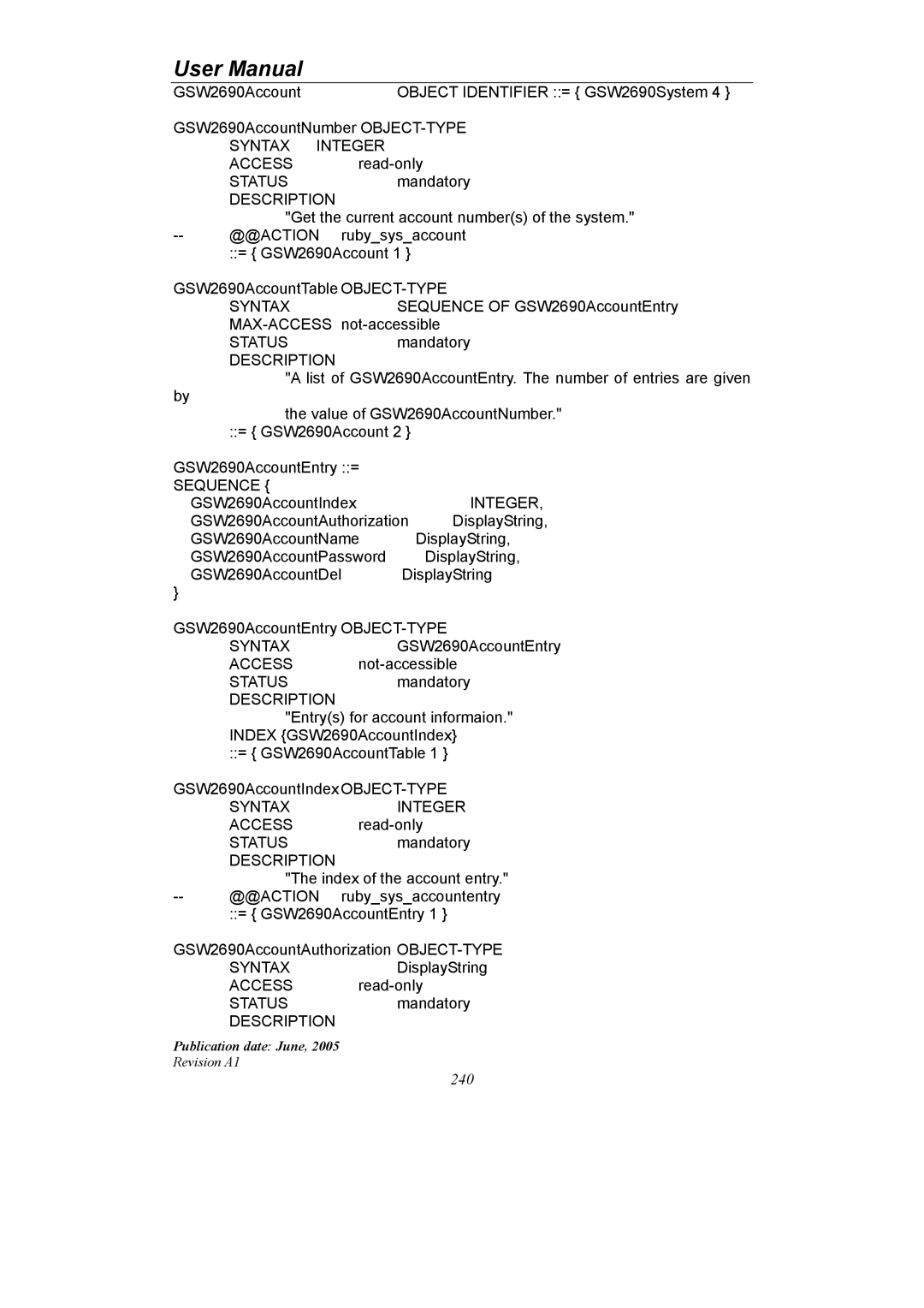 LevelOne GSW-2690 user manual Syntax Integer Access 