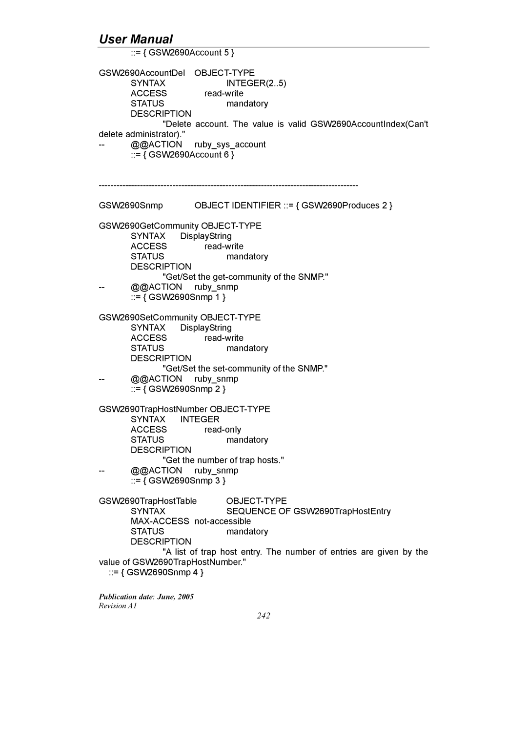 LevelOne GSW-2690 user manual Object-Type 