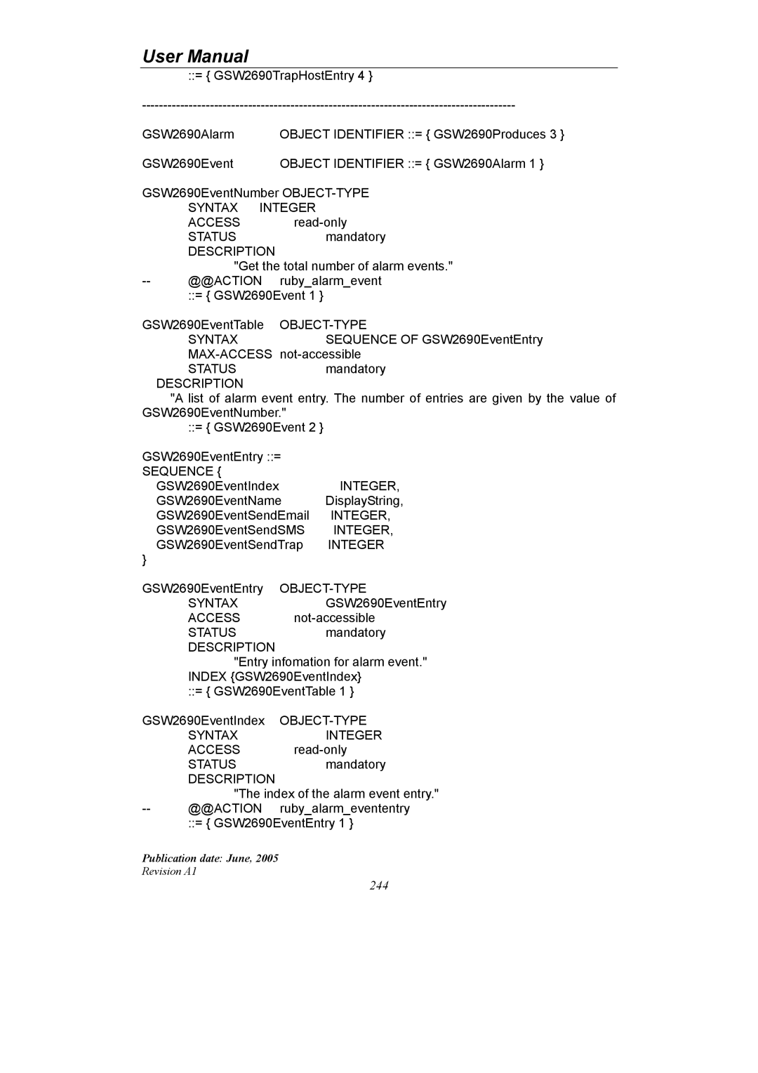 LevelOne GSW-2690 user manual Get the total number of alarm events 