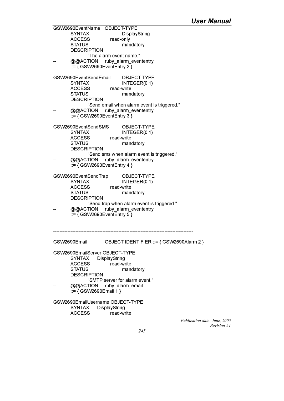 LevelOne GSW-2690 user manual GSW2690EventName 