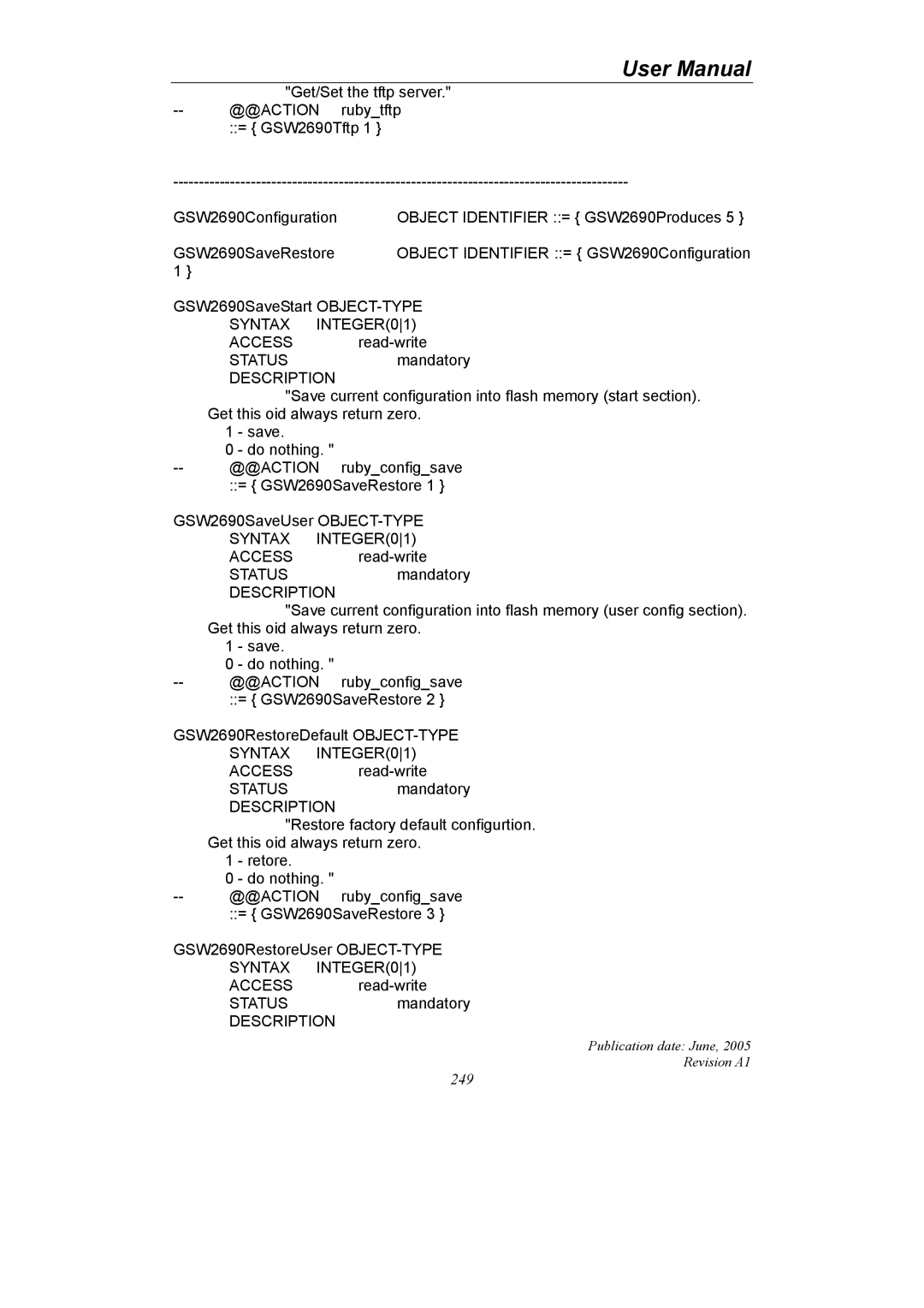 LevelOne GSW-2690 user manual Get/Set the tftp server 