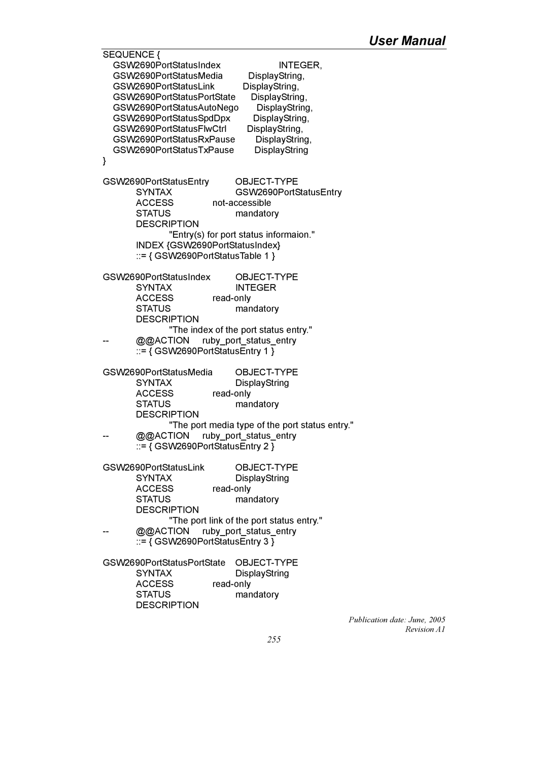 LevelOne GSW-2690 user manual 255 