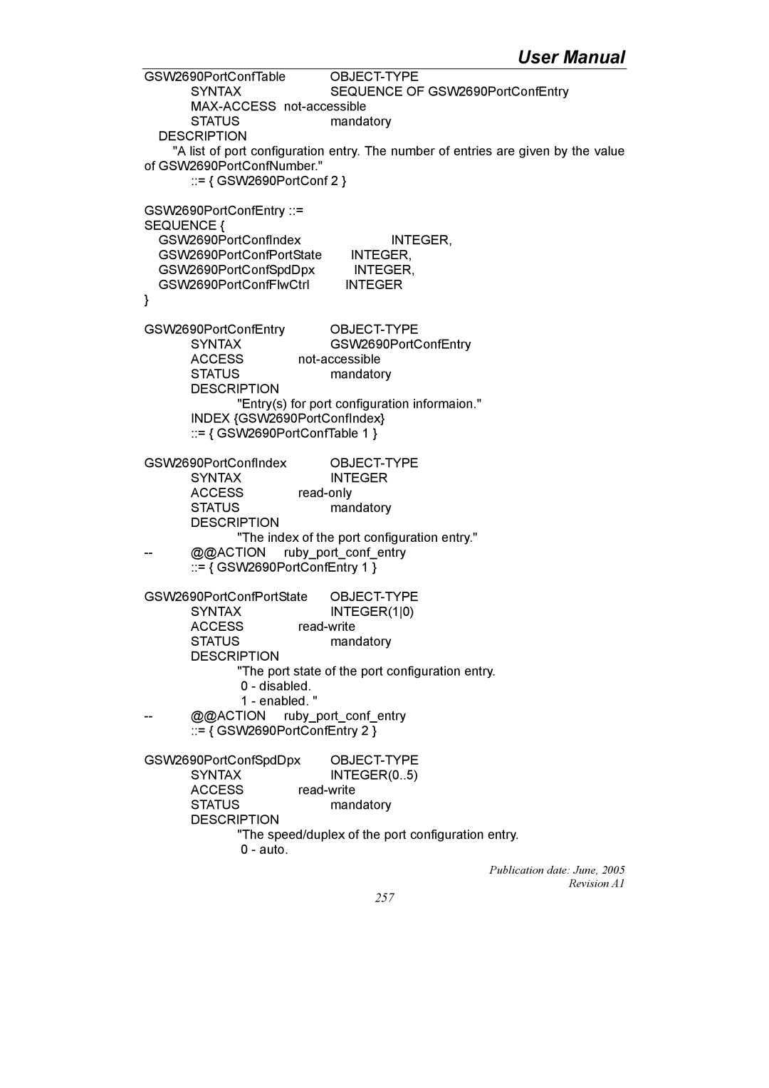 LevelOne GSW-2690 user manual SYNTAXINTEGER10 