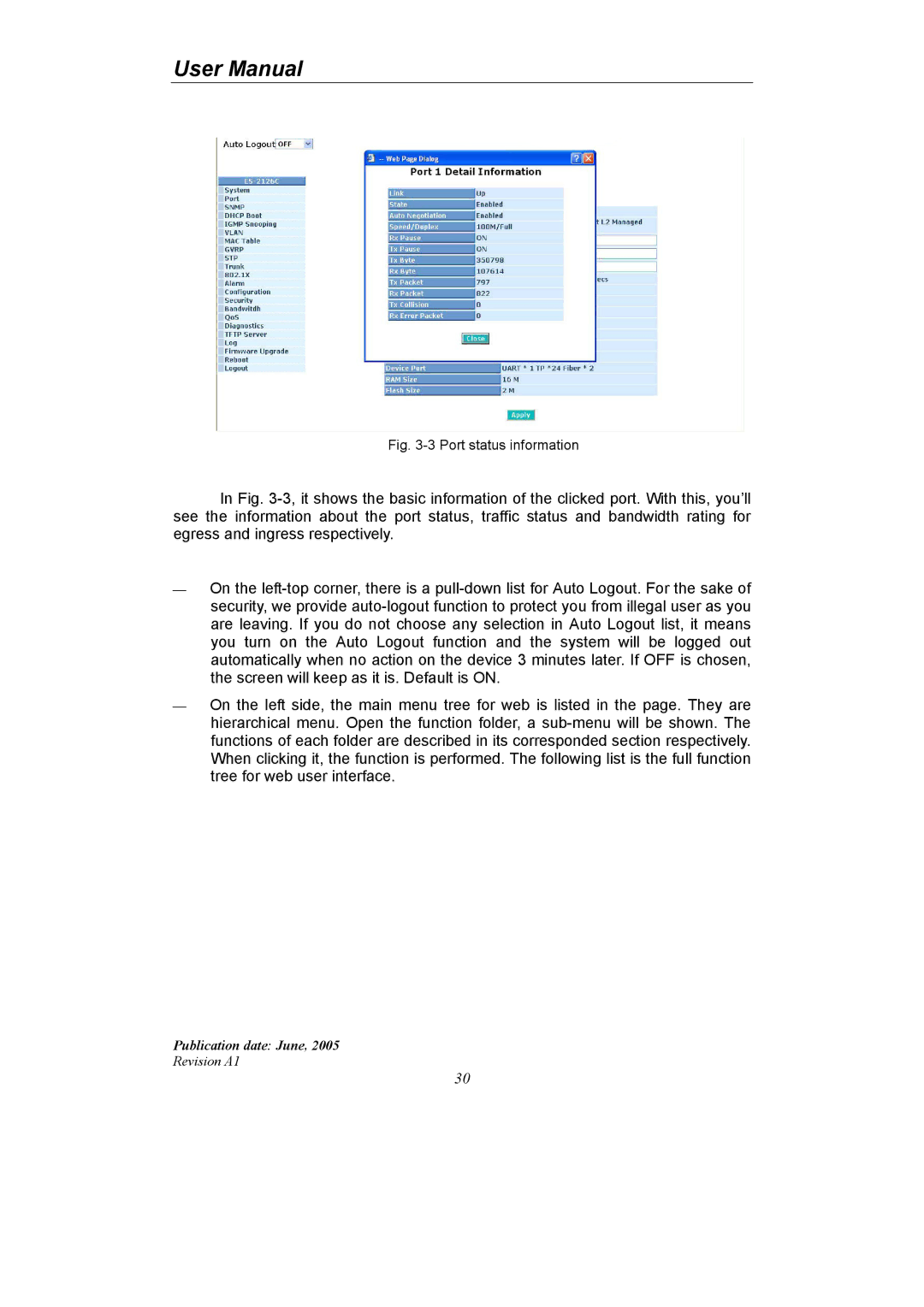 LevelOne GSW-2690 user manual Port status information 