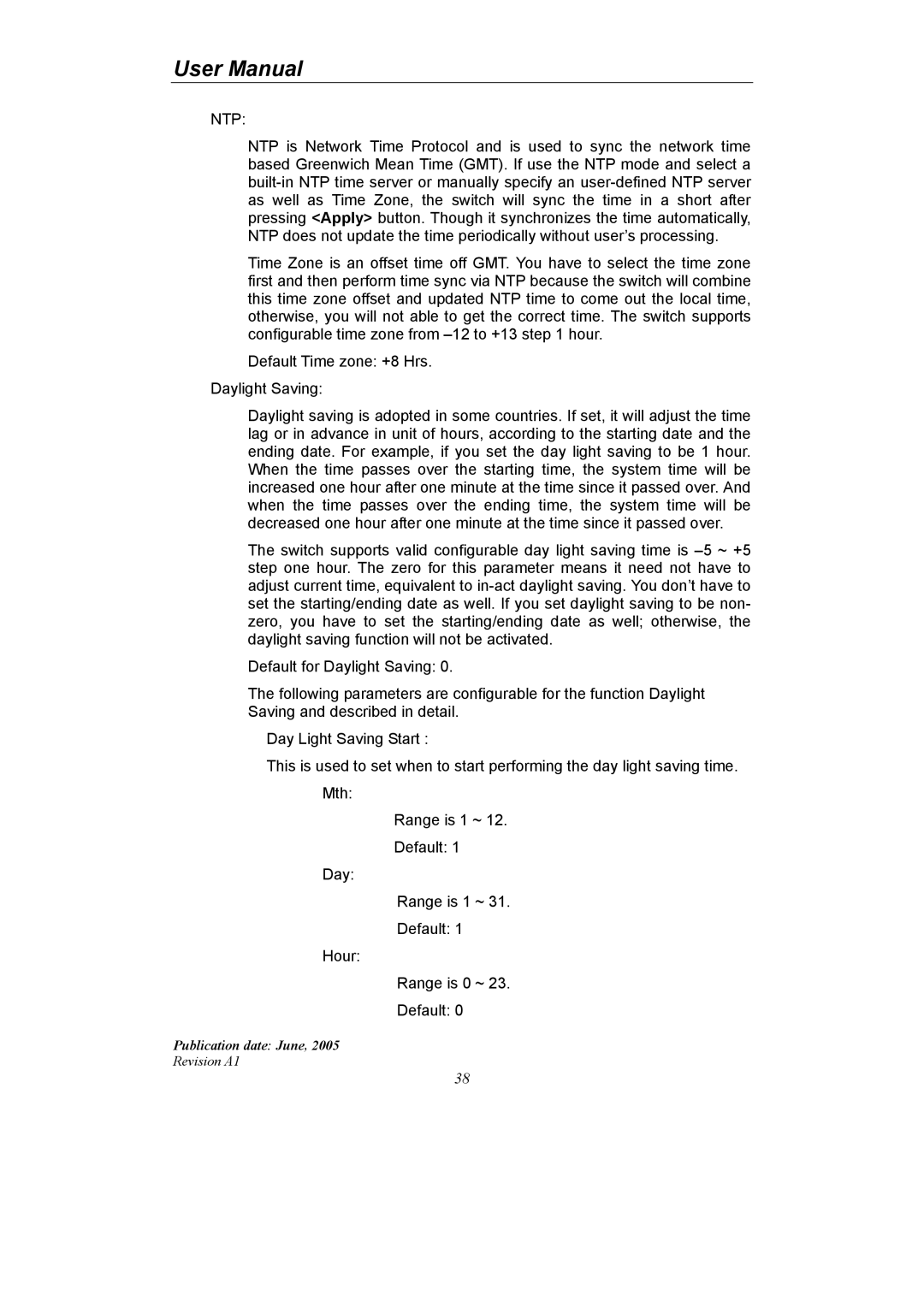 LevelOne GSW-2690 user manual Ntp 