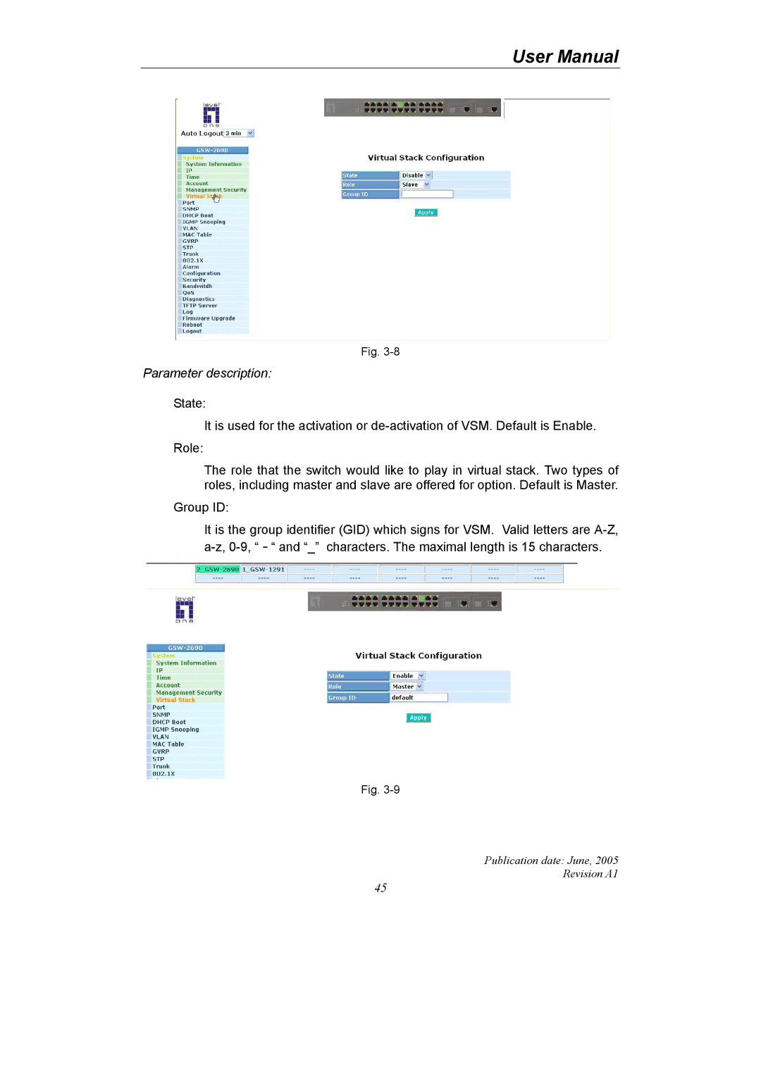 LevelOne GSW-2690 user manual Parameter description 