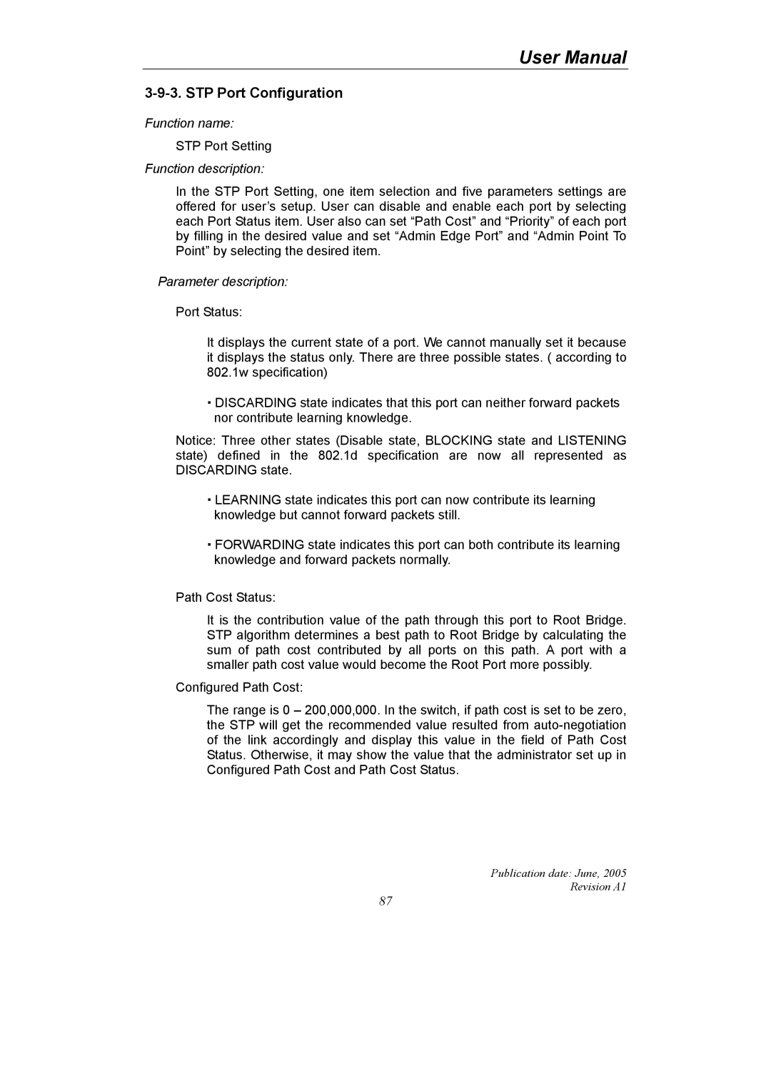 LevelOne GSW-2690 user manual STP Port Configuration 