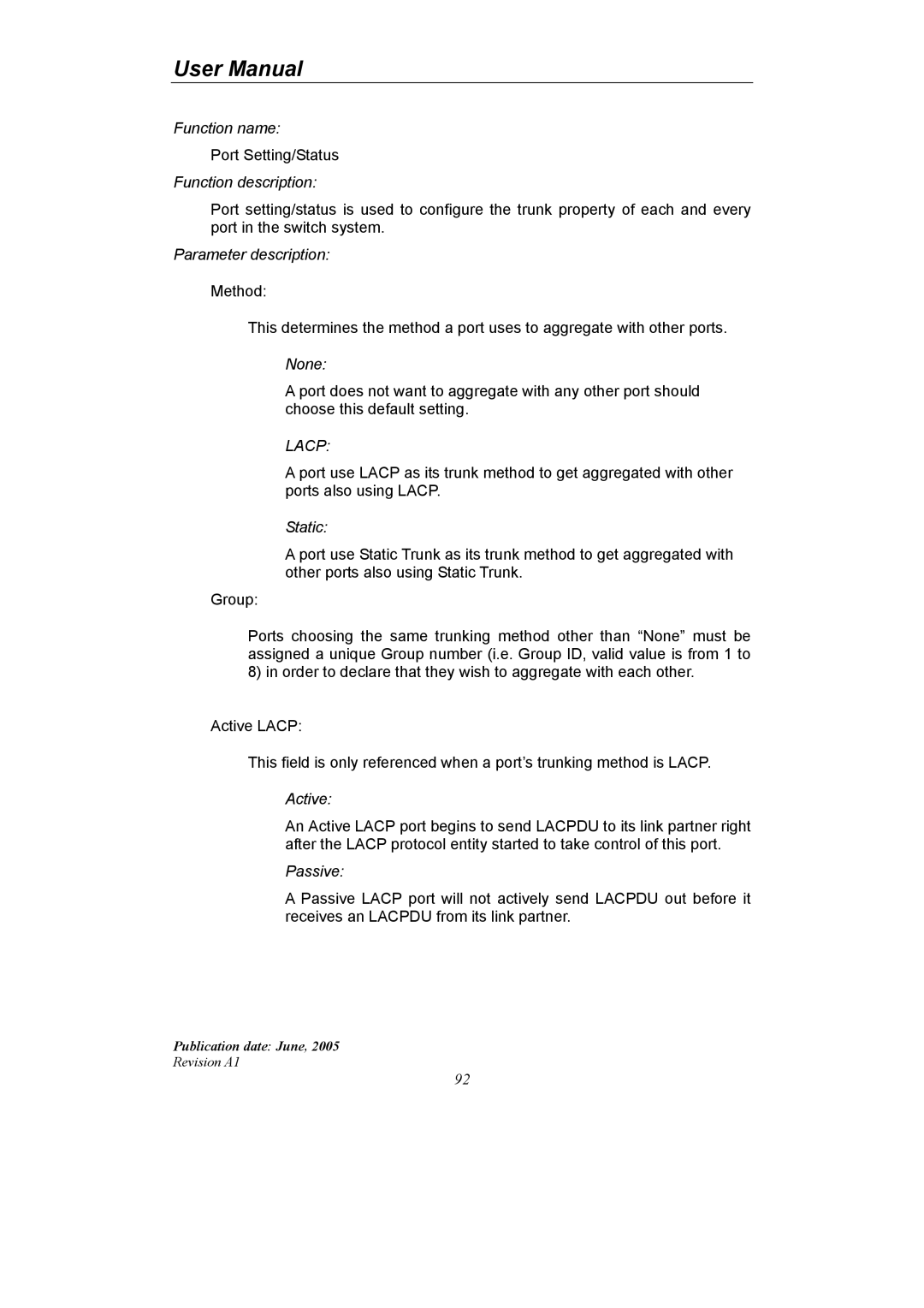 LevelOne GSW-2690 user manual Lacp 