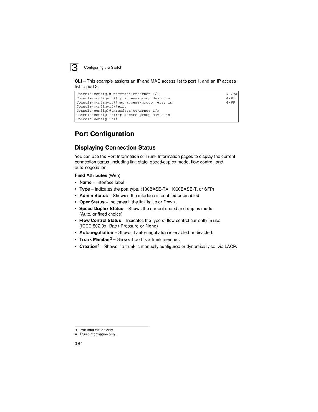 LevelOne GSW-2692 manual Port Configuration, Displaying Connection Status, Field Attributes Web 