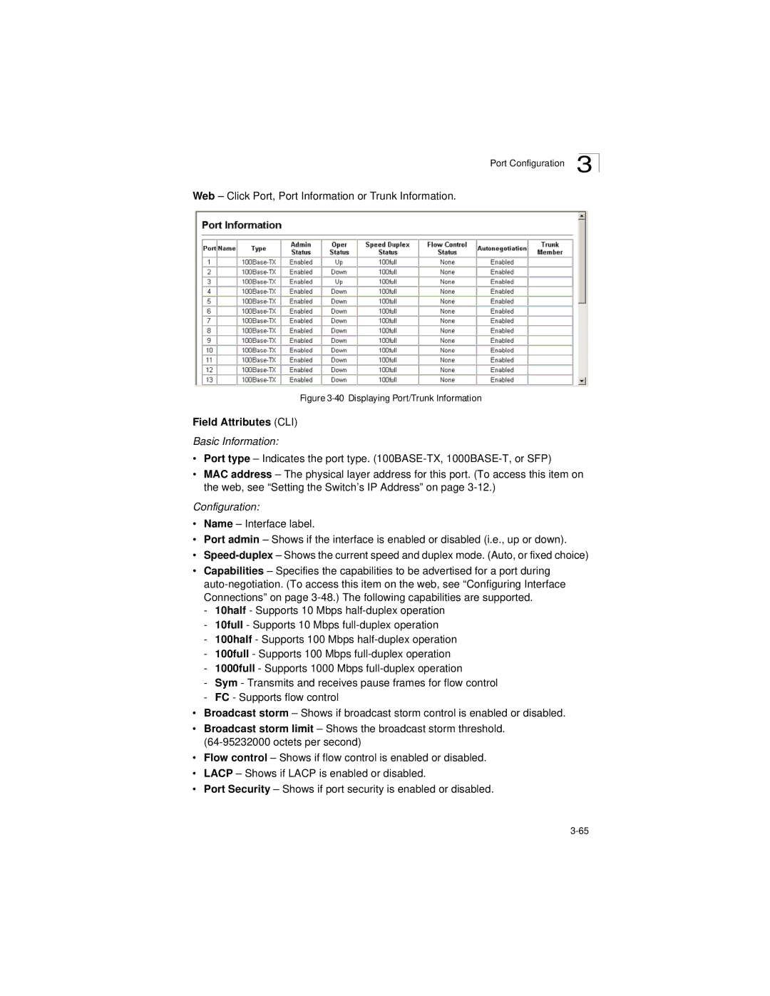 LevelOne GSW-2692 manual Web Click Port, Port Information or Trunk Information 