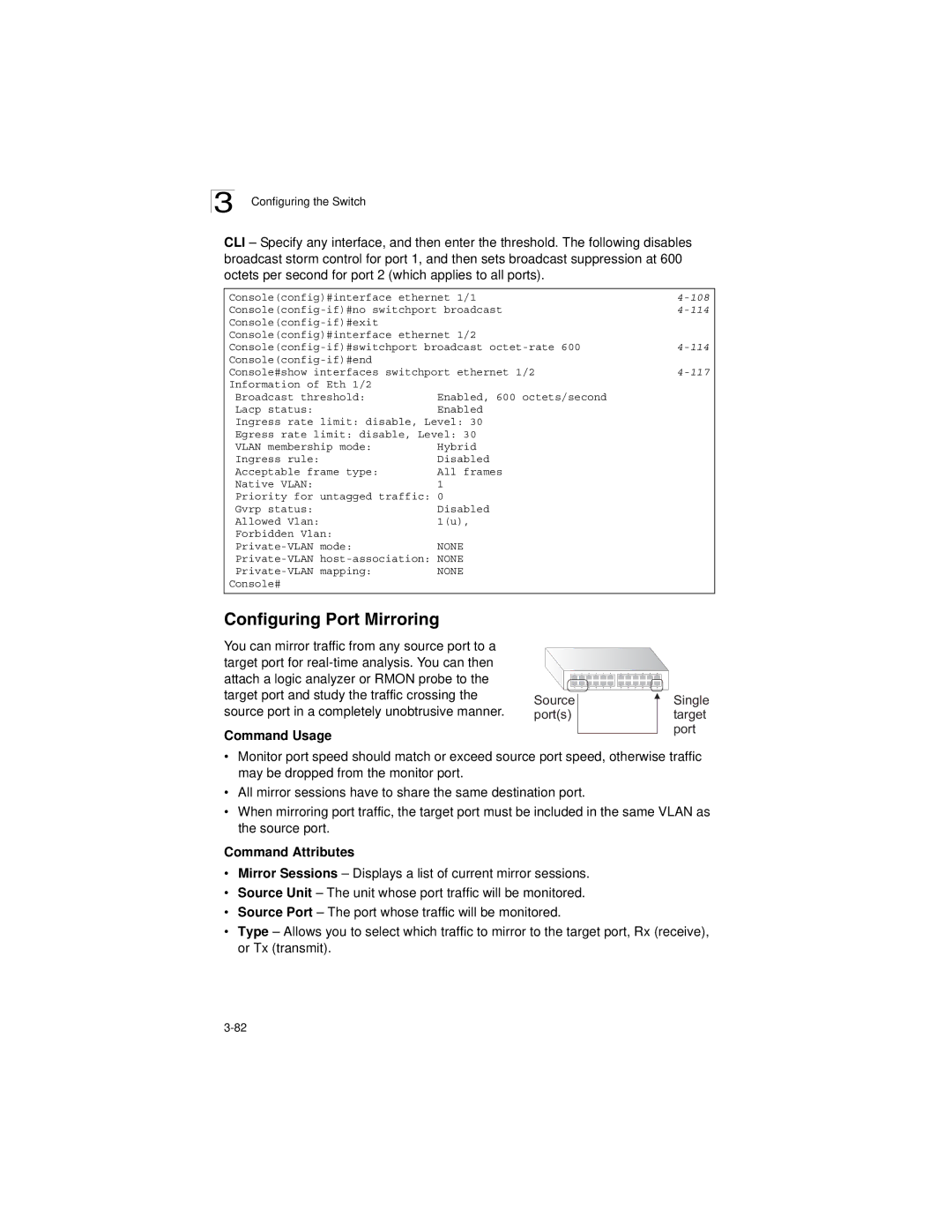 LevelOne GSW-2692 manual Configuring Port Mirroring, 114 