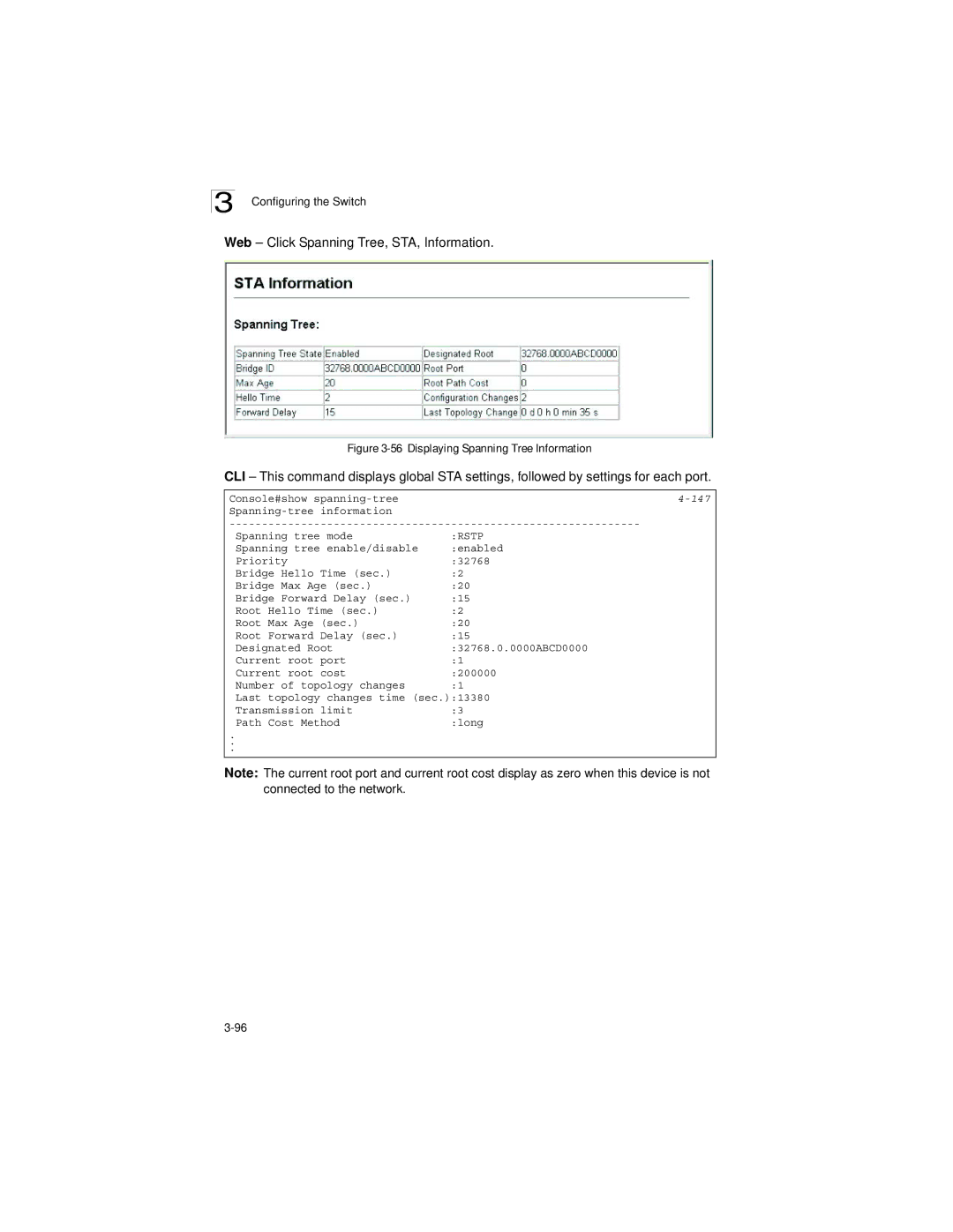 LevelOne GSW-2692 manual Web Click Spanning Tree, STA, Information, Displaying Spanning Tree Information 