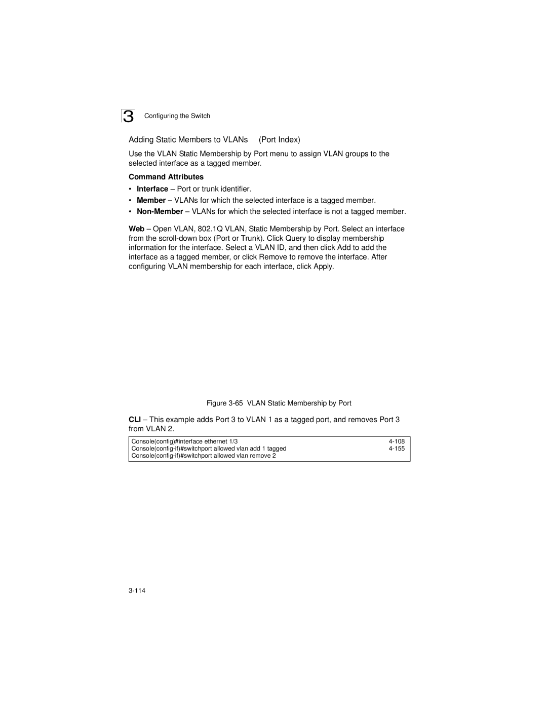 LevelOne GSW-2692 manual Adding Static Members to VLANs Port Index, Vlan Static Membership by Port 