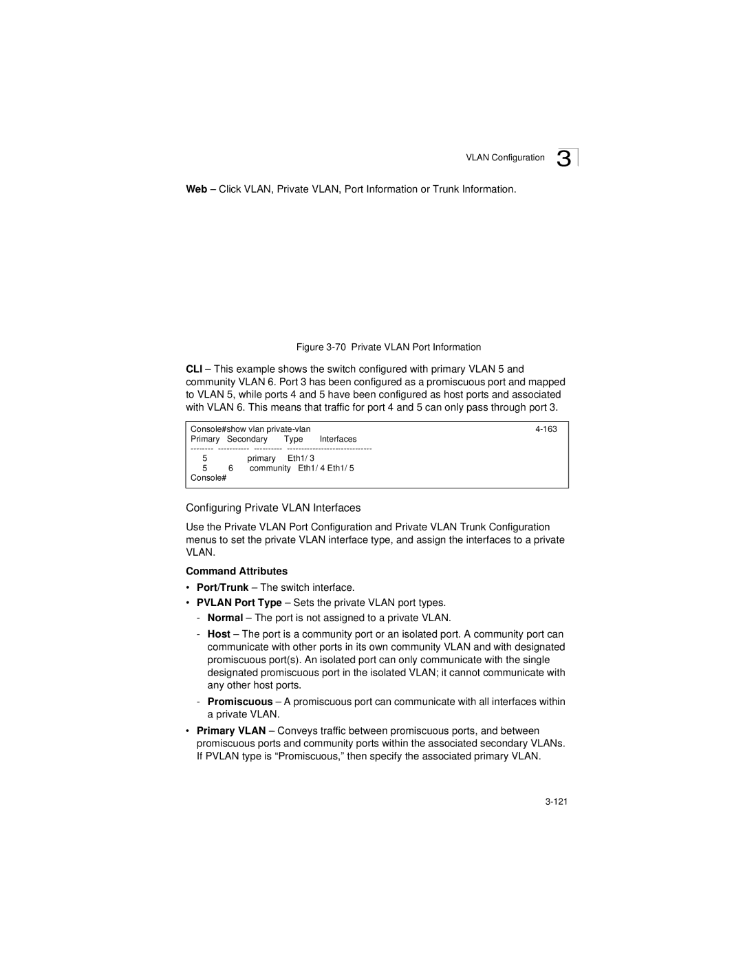 LevelOne GSW-2692 manual Configuring Private Vlan Interfaces, Private Vlan Port Information 