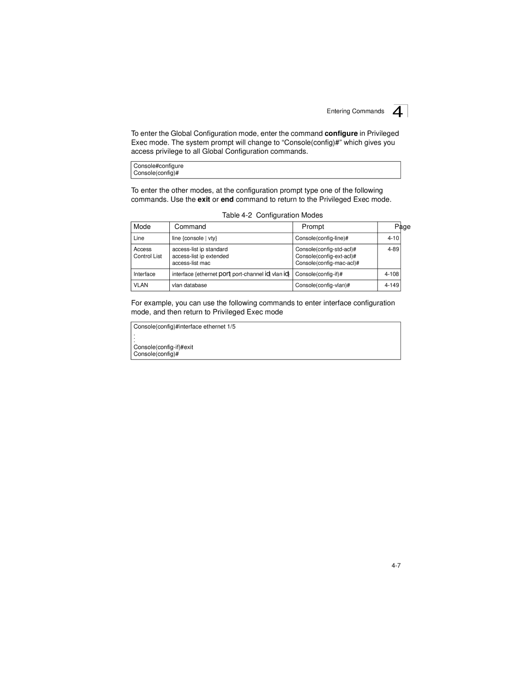 LevelOne GSW-2692 manual Configuration Modes Command Prompt, Consoleconfig-if# 108 