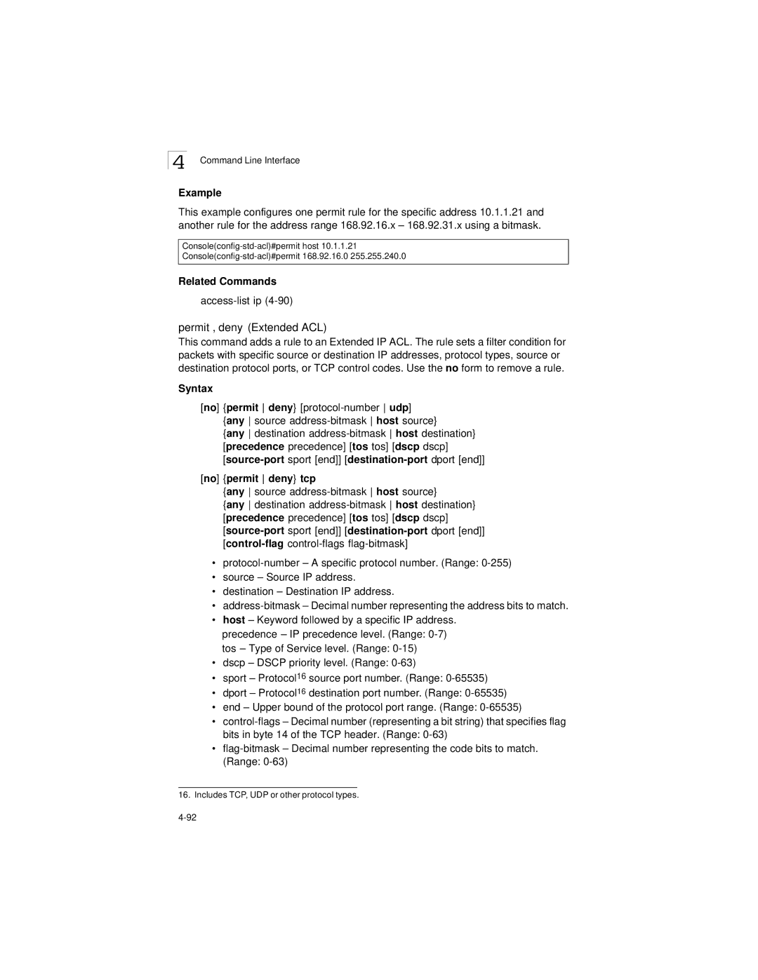 LevelOne GSW-2692 manual Access-list ip, No permit deny tcp 