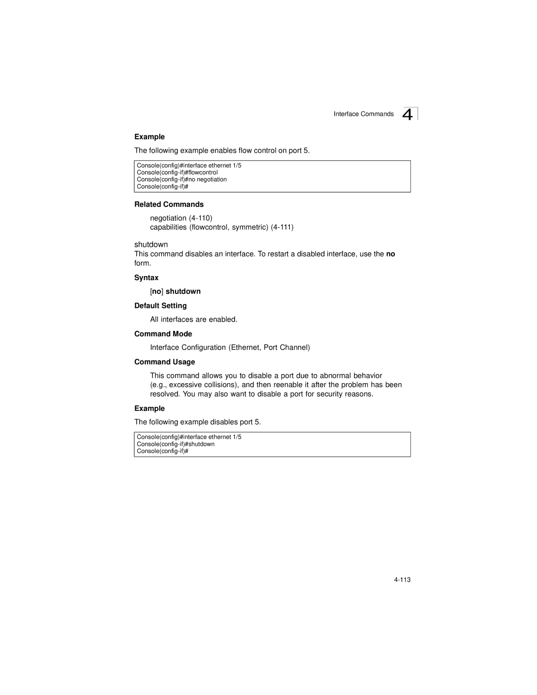 LevelOne GSW-2692 manual Shutdown, Syntax No shutdown Default Setting 