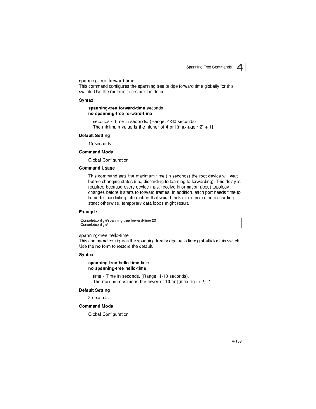 LevelOne GSW-2692 manual Spanning-tree forward-time, Spanning-tree hello-time 