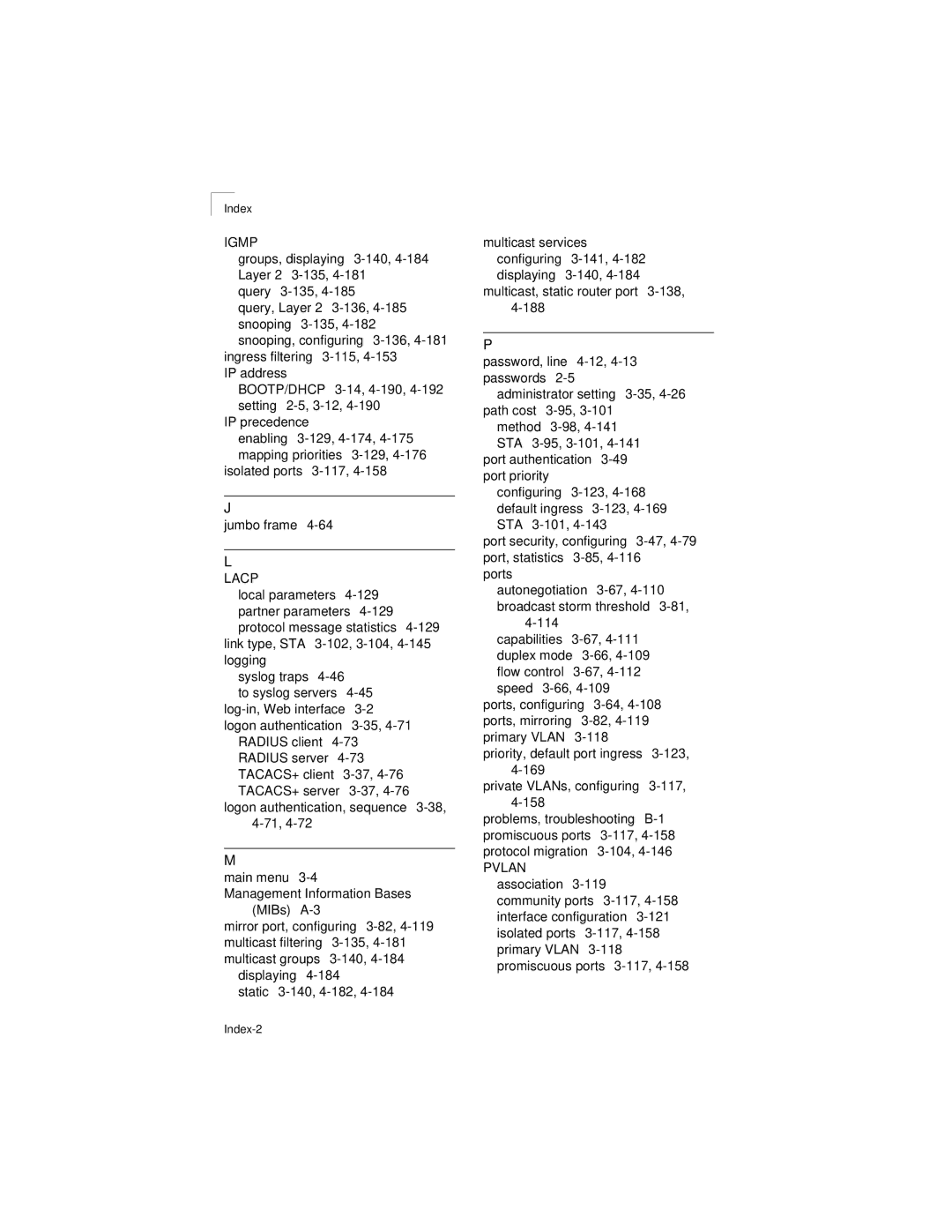 LevelOne GSW-2692 manual Index 