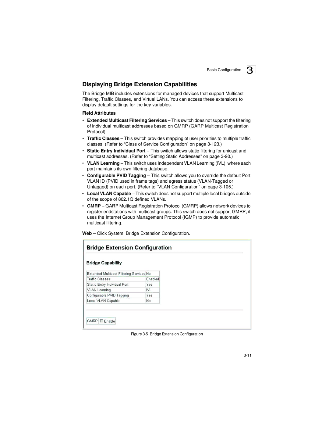 LevelOne GSW-2692 manual Displaying Bridge Extension Capabilities, Bridge Extension Configuration 