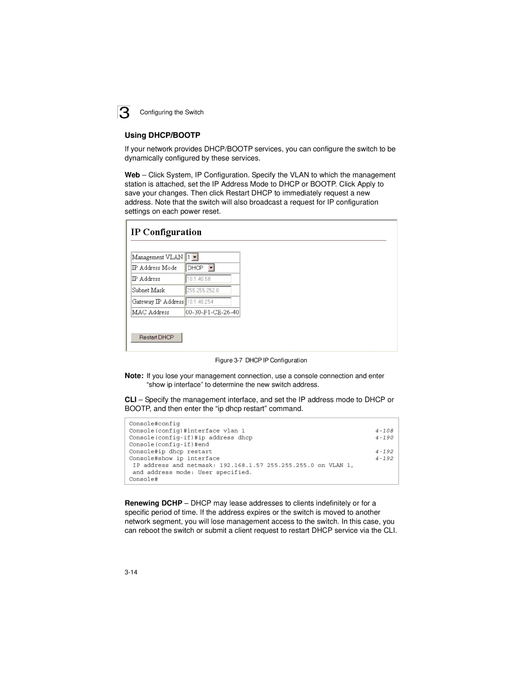 LevelOne GSW-2692 manual Using DHCP/BOOTP, Dhcp IP Configuration 