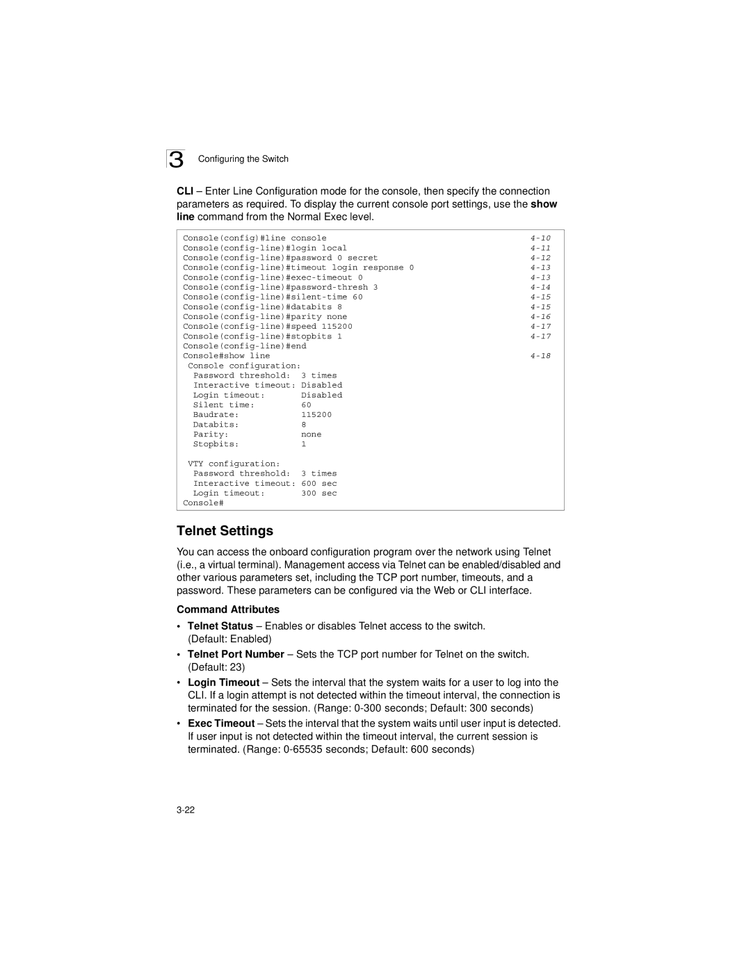 LevelOne GSW-2692 manual Telnet Settings 