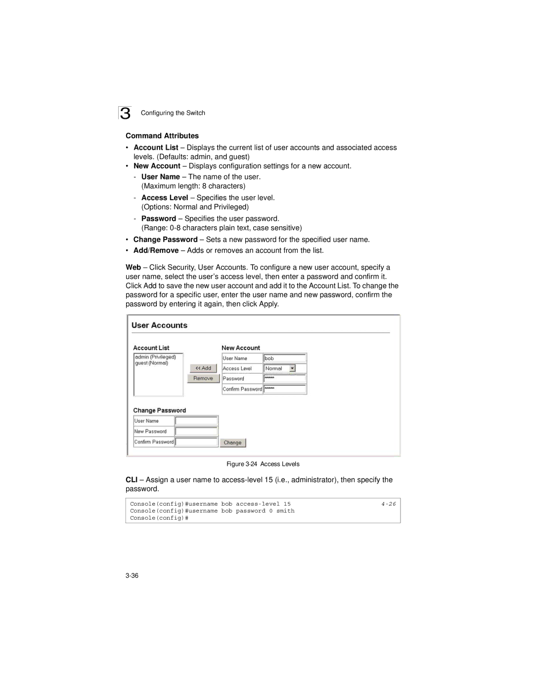 LevelOne GSW-2692 manual Access Levels 