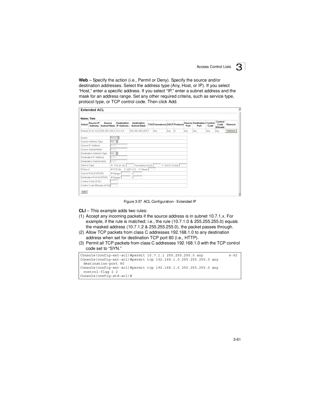 LevelOne GSW-2692 manual ACL Configuration Extended IP 