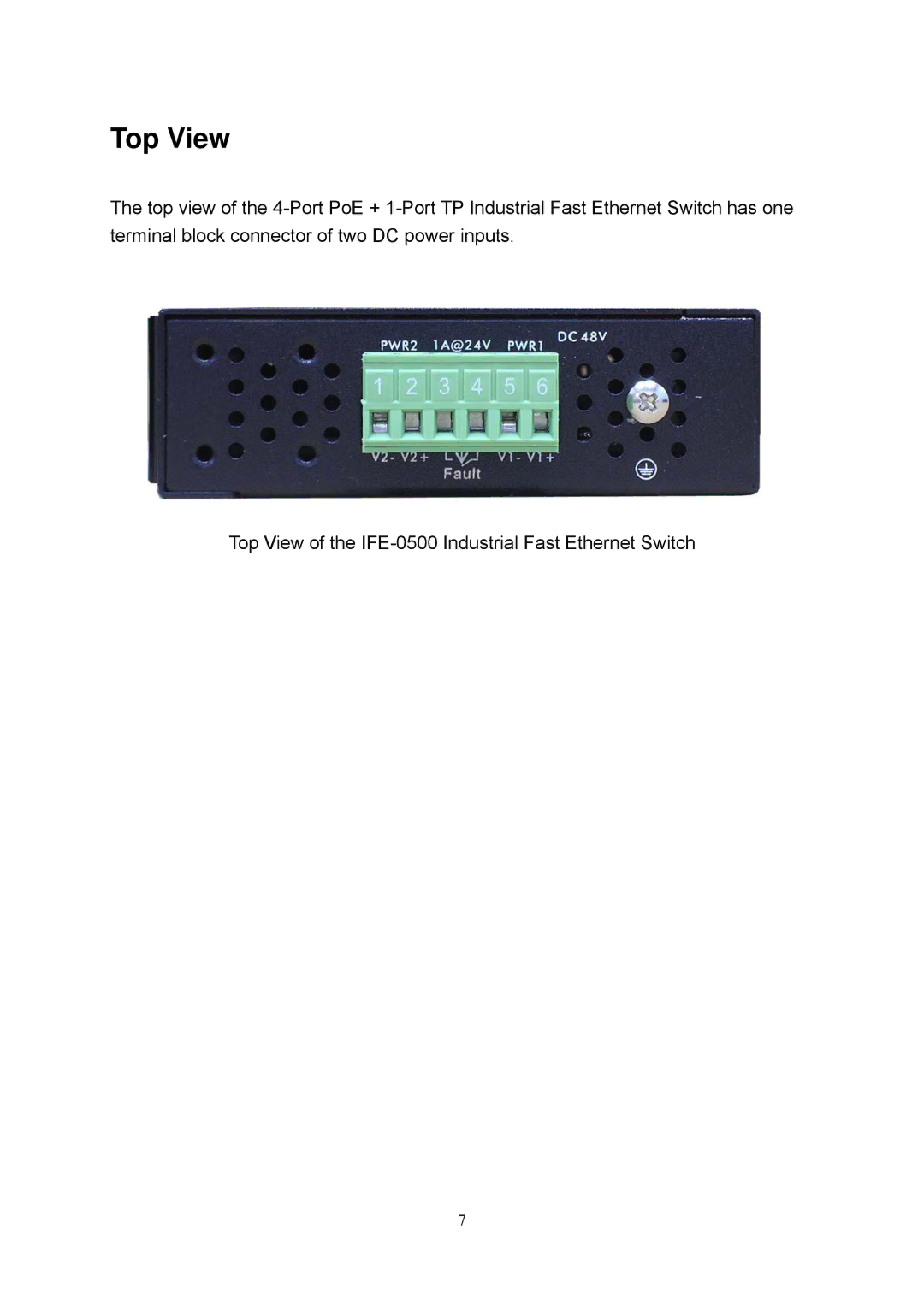 LevelOne IFE-0500 user manual Top View 