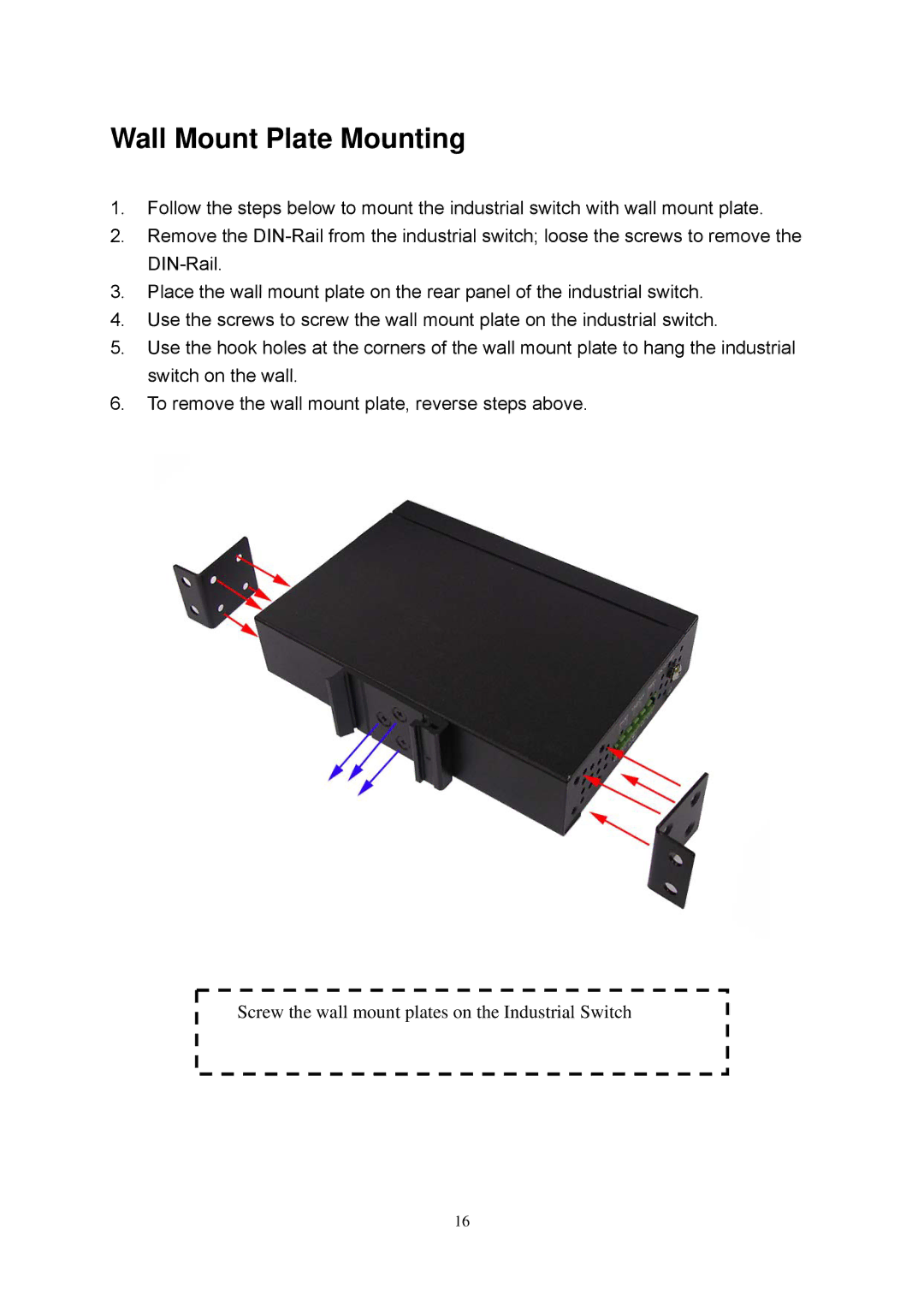 LevelOne IFE-0502, IFE-0501 user manual Wall Mount Plate Mounting 