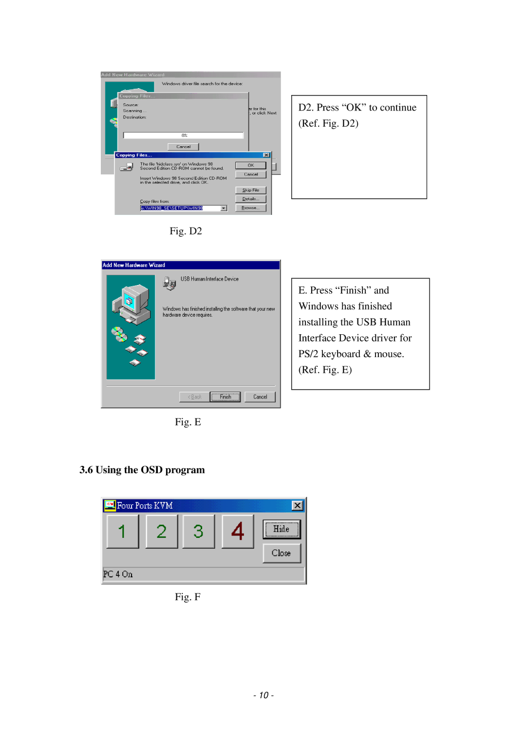 LevelOne KVM-0407 manual Fig. D2, Using the OSD program 