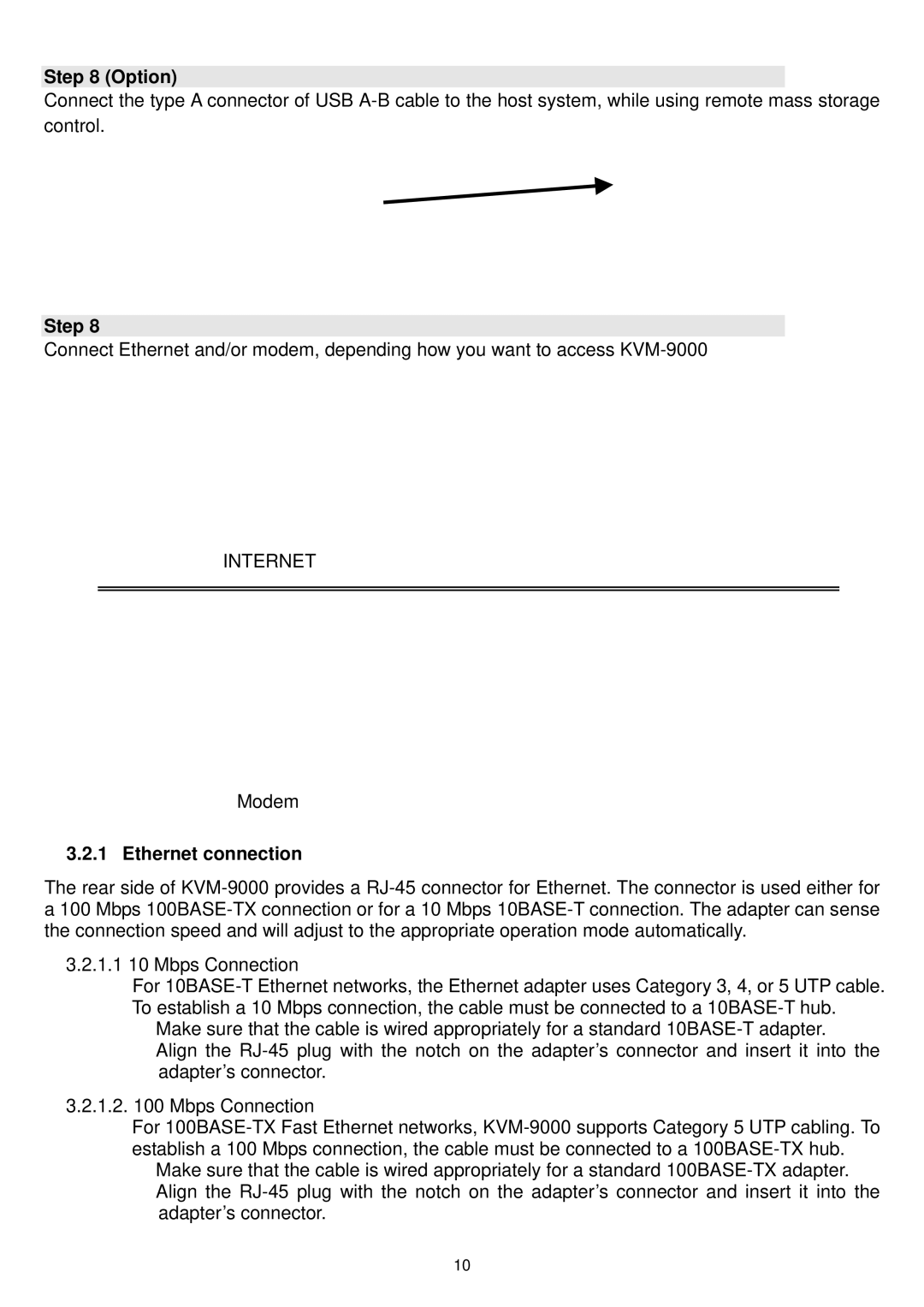 LevelOne KVM-9000 user manual Option, Ethernet connection 