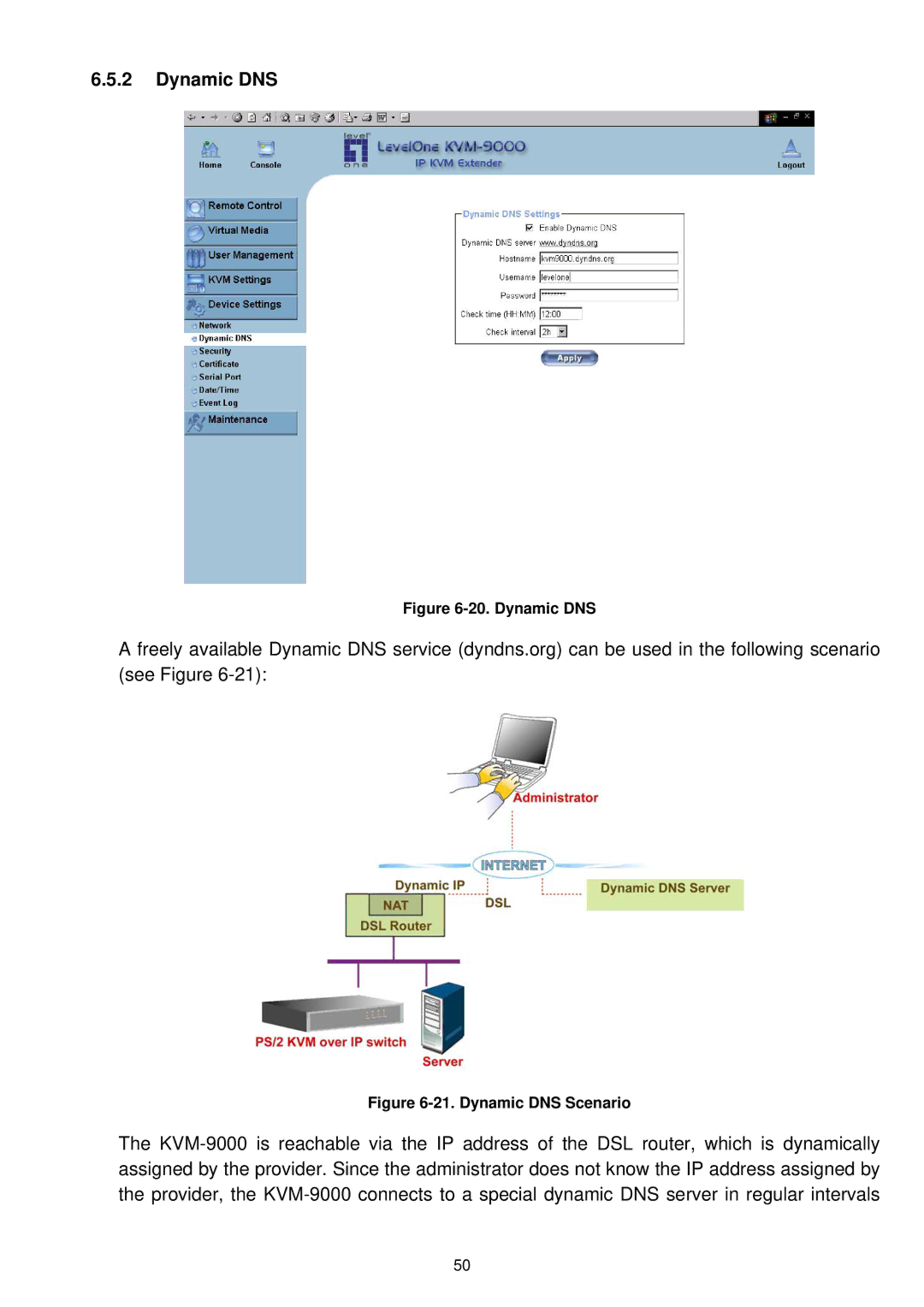 LevelOne KVM-9000 user manual Dynamic DNS 