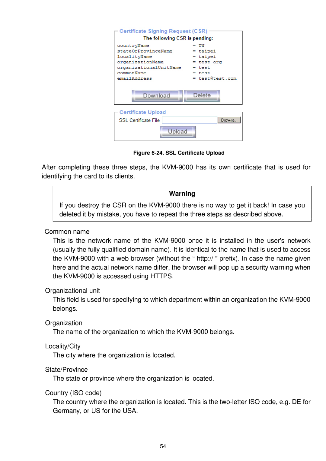 LevelOne KVM-9000 user manual SSL Certificate Upload 
