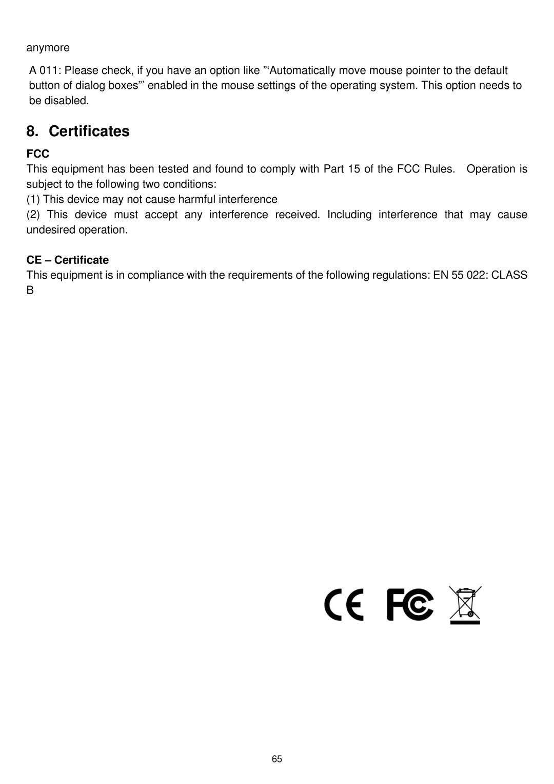 LevelOne KVM-9000 user manual Certificates, CE Certificate 