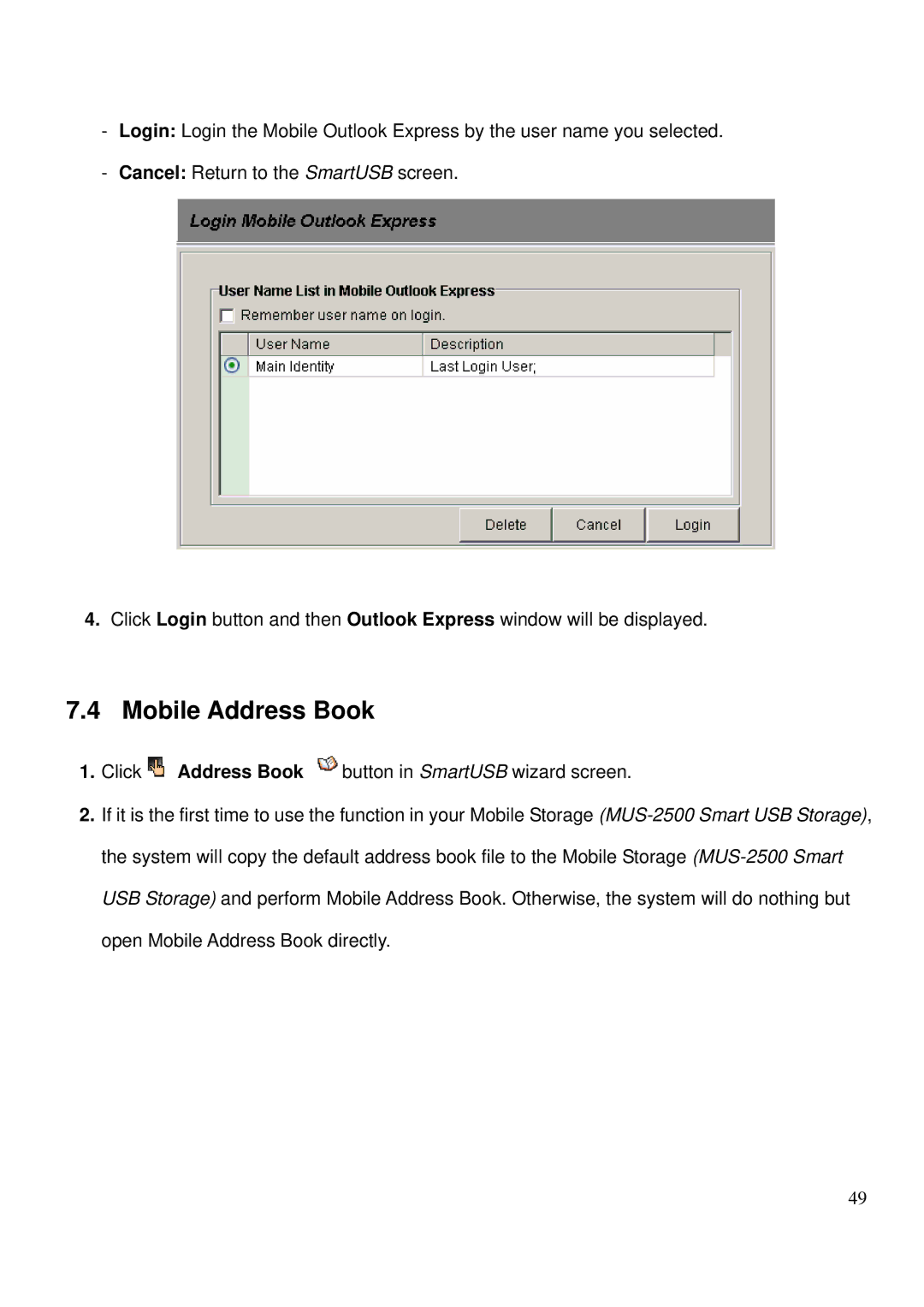 LevelOne MUS-2500 user manual Mobile Address Book 