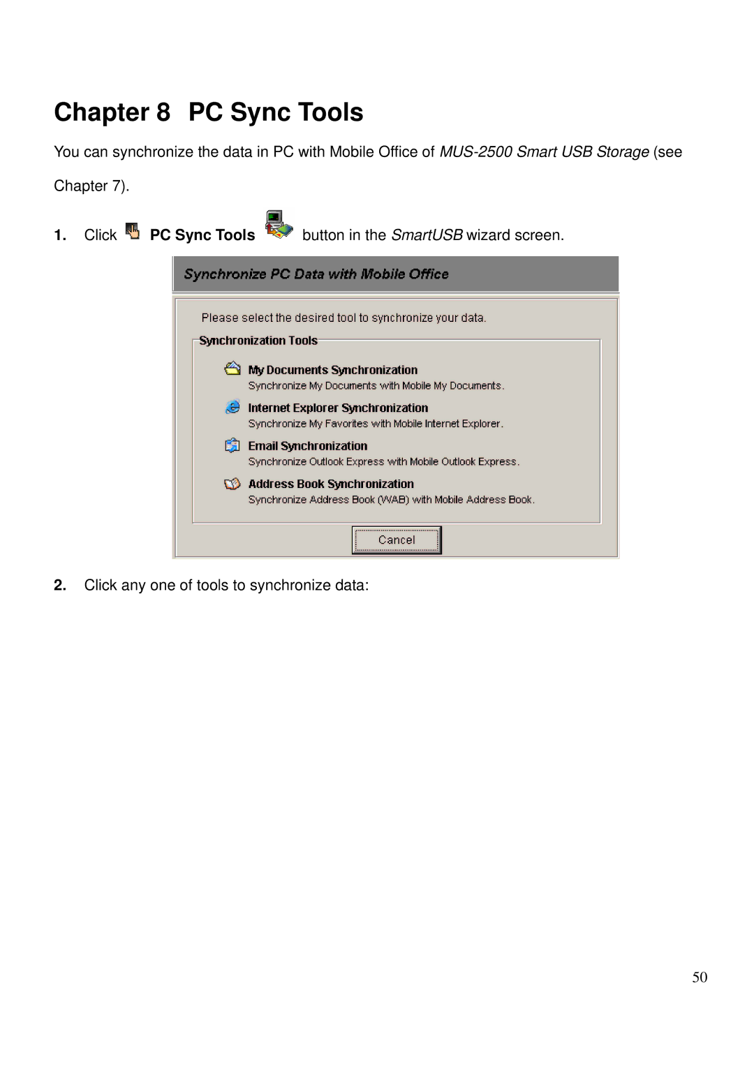 LevelOne MUS-2500 user manual PC Sync Tools 