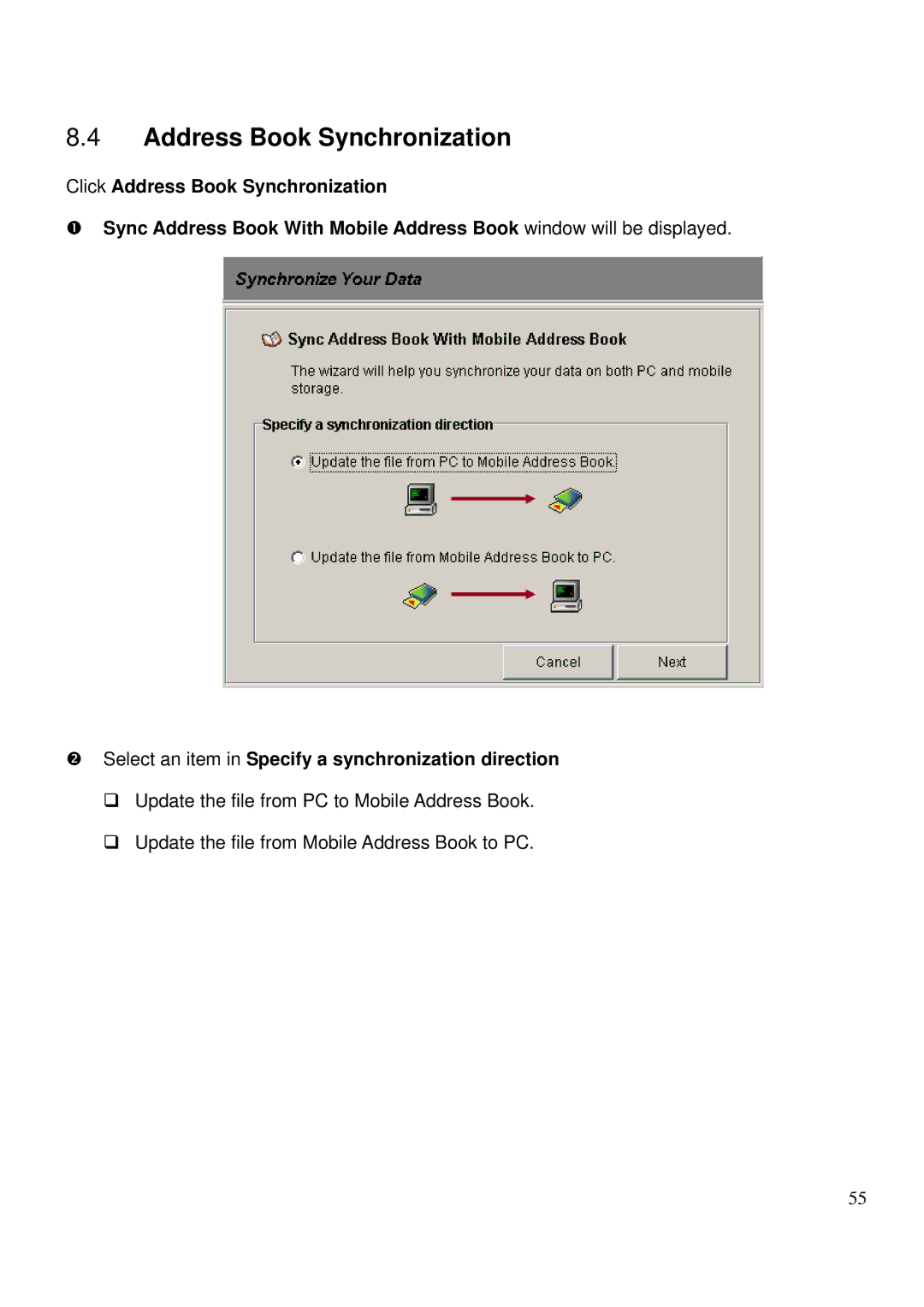 LevelOne MUS-2500 user manual Address Book Synchronization 