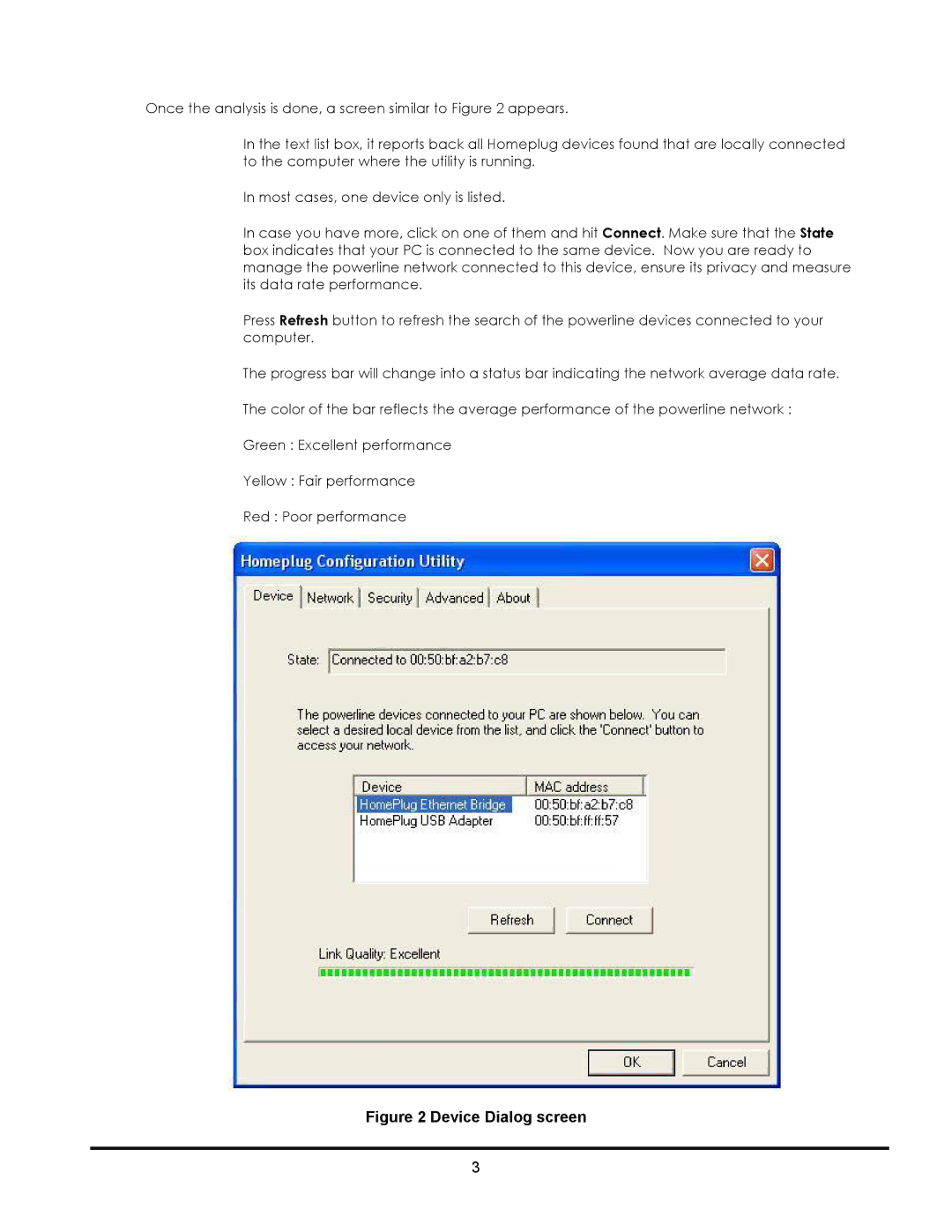 LevelOne PLI-2000, PLI-1000 user manual Device Dialog screen 