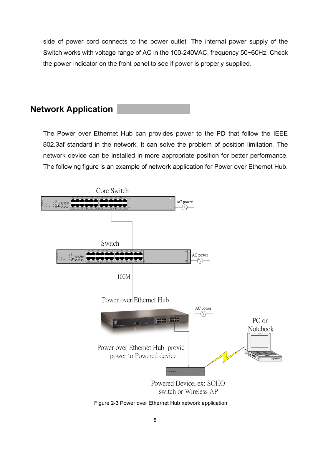 LevelOne POH-0850TX user manual Network Application, PC or 