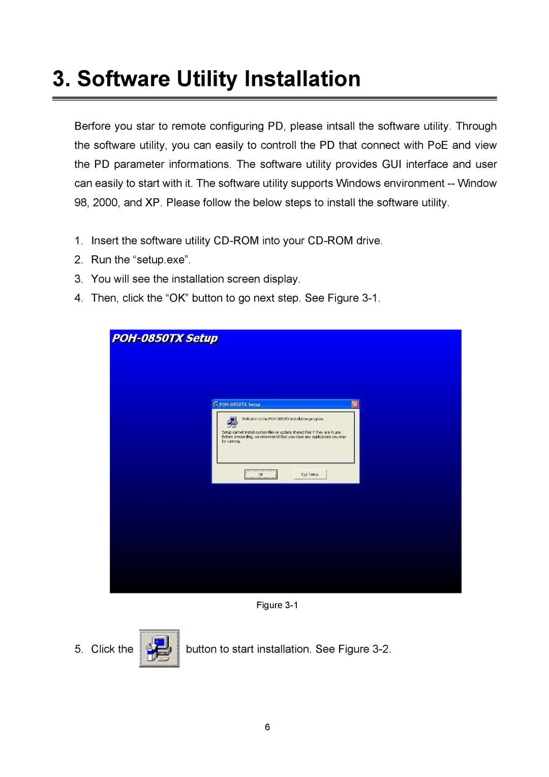 LevelOne POH-0850TX user manual Software Utility Installation 