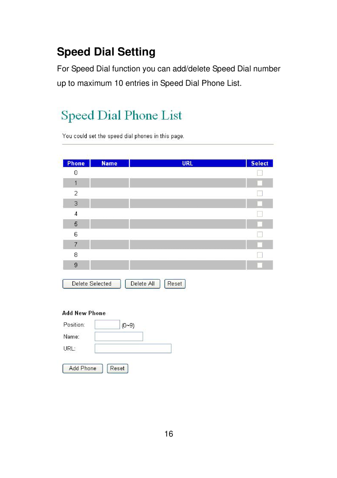 LevelOne VOI-7011, VOI-7010 user manual Speed Dial Setting 